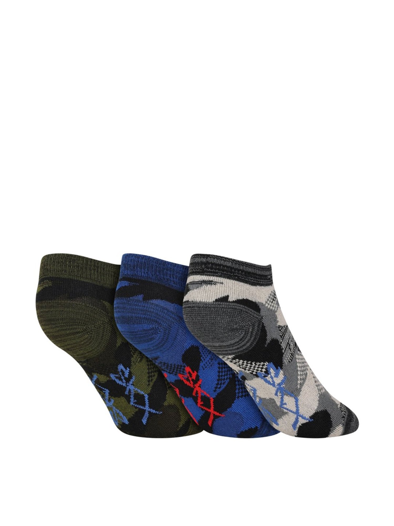 Skechers Low Cut Multicolor Printed Socks for Boys - Pack of 3