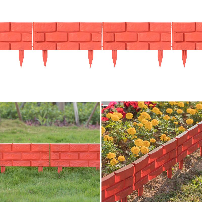 Gardenised Outdoor Brick Stone Gate Lawn Edging Pack of 8, Red