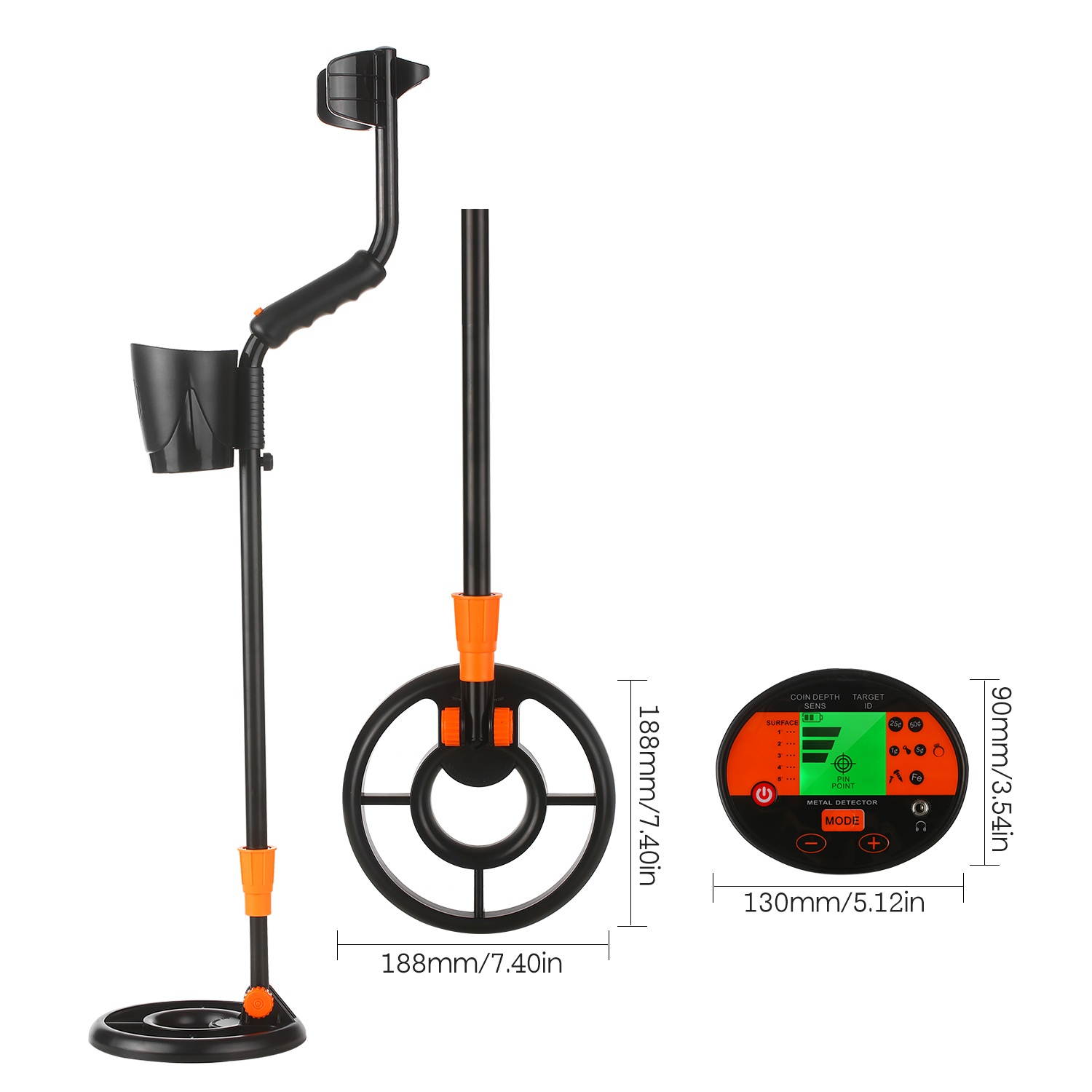 Outdoor Underground Metal Detector Easy Installation Gold Metal Finder Treasure Hunter Sensitivity Adjustable for Gold Metal Jewelry Detecting Tool with Pinpointing Function