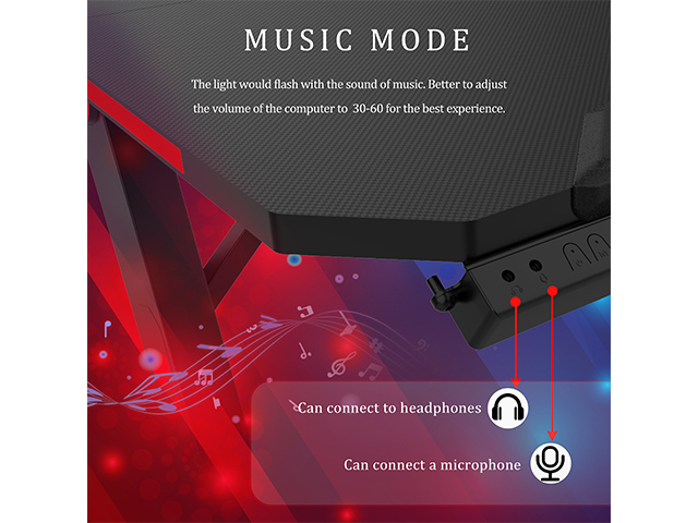 Gaming Desk Plus Z-Shaped Computer Desk Gamer Workstation Home Office PC Computer Gamer Desks RGB LED Lights with Headphone Hook,GT29