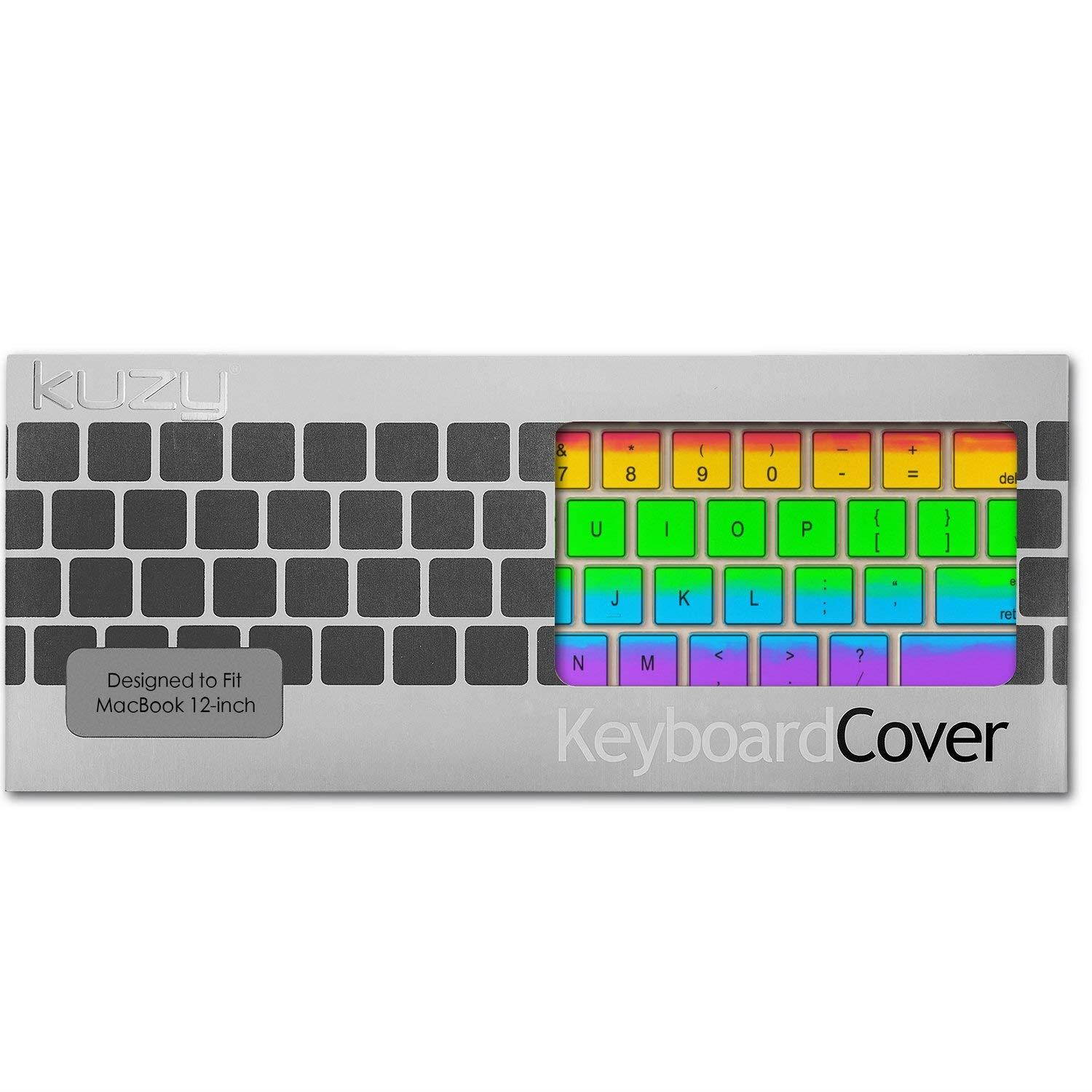 Kuzy RAINBOW Keyboard Cover for MacBook Pro 13 inch A1708 (No TouchBar) Release 2016 & MacBook 12" A1534 NEWEST Silicone Skin - Rainbow