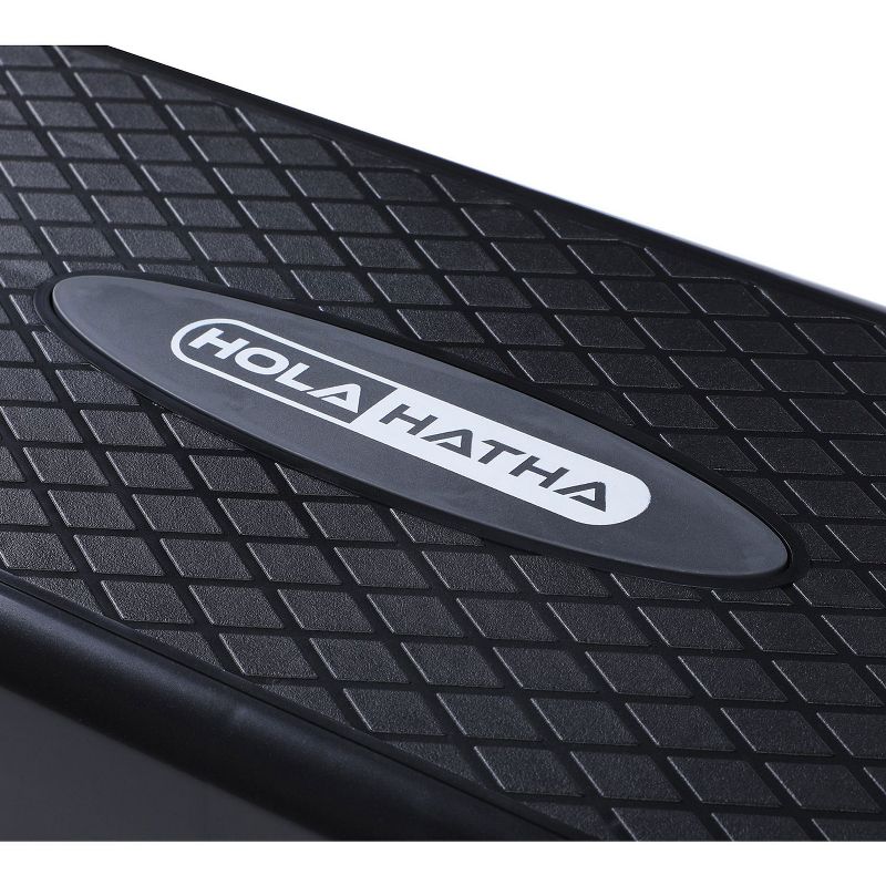 HolaHatha Compact Portable Aerobic Step Platform Workout Exercise Equipment, Fitness Cardio Stepper w/ Adjustable Height for Home Gym & Travel, Black
