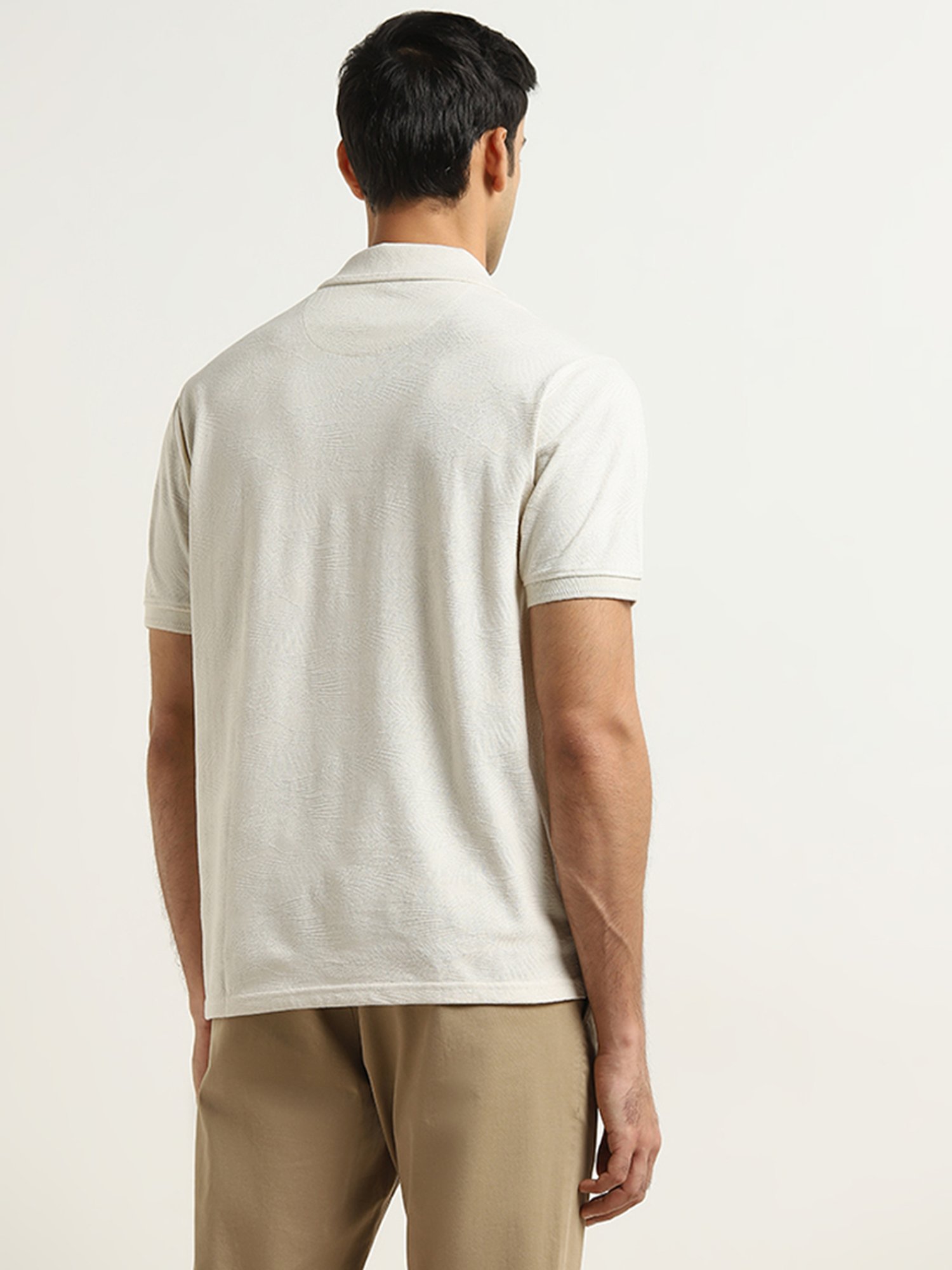 WES Casuals by Westside Off-White Relaxed-Fit Polo T-Shirt