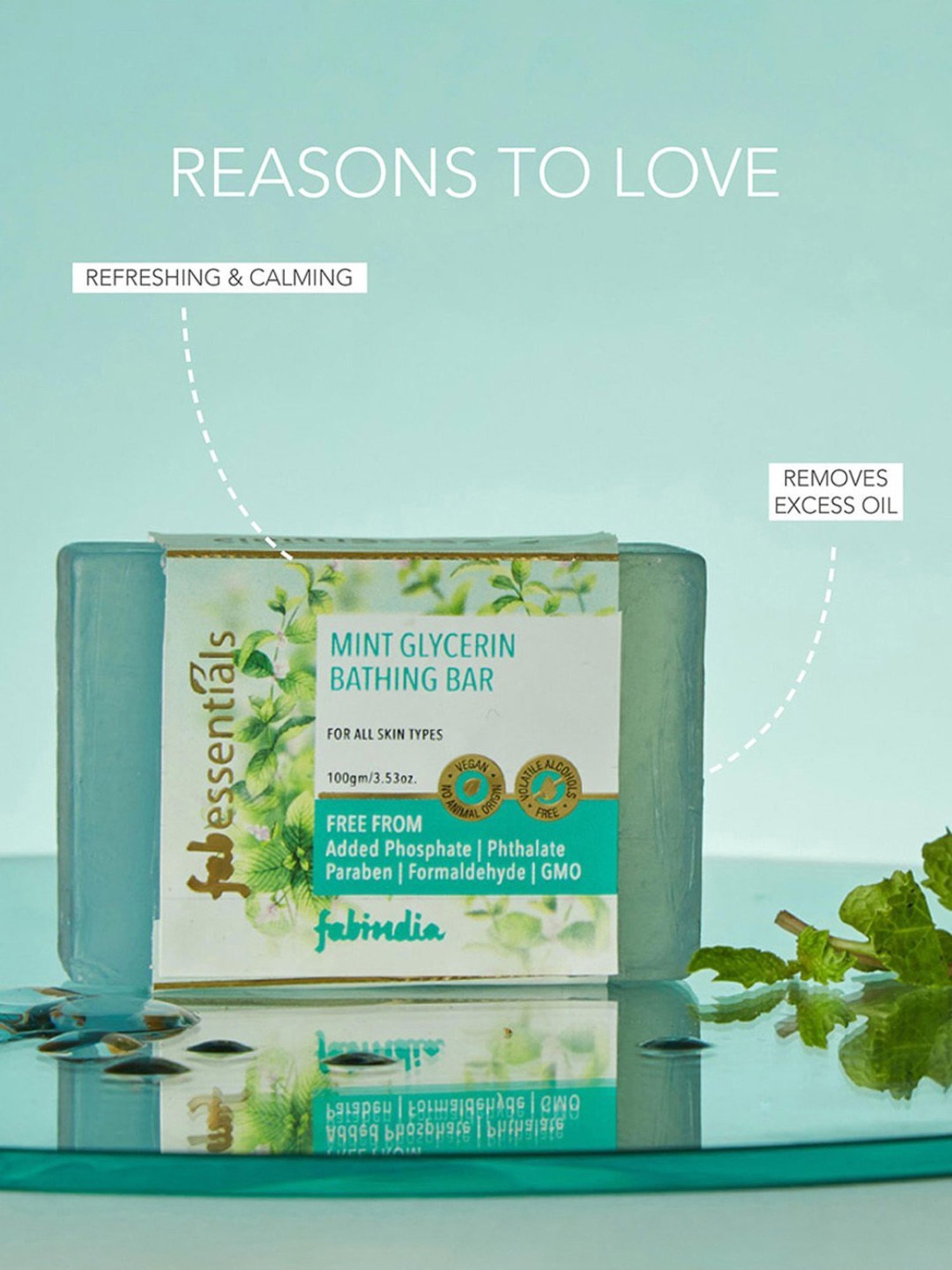 Fabessentials Mint Glycerin Bathing Bar - 100 gm