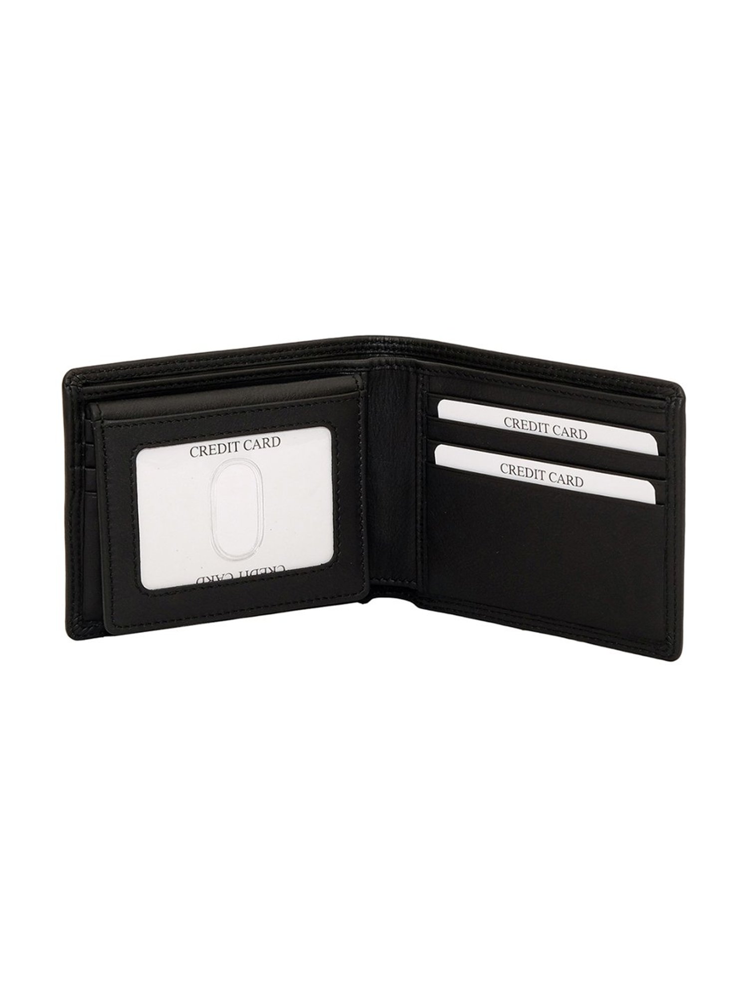 BROWN BEAR Black Leather Slim Bi-Fold Wallet for Men