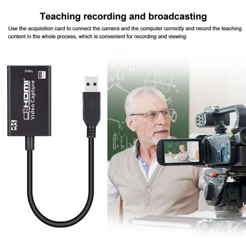 Game Video Capture Card 4K 1080P HDMI To USB 2.0 Live Streaming Online Teaching
