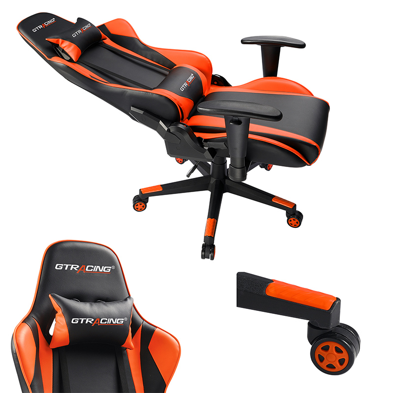 Gaming Chair, Racing Style Computer Desk Chair Padded Armrests Ergonomic Lumbar Support Adjustable Height