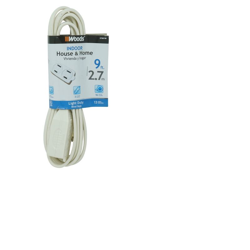 White 9' Indoor Extension Cord