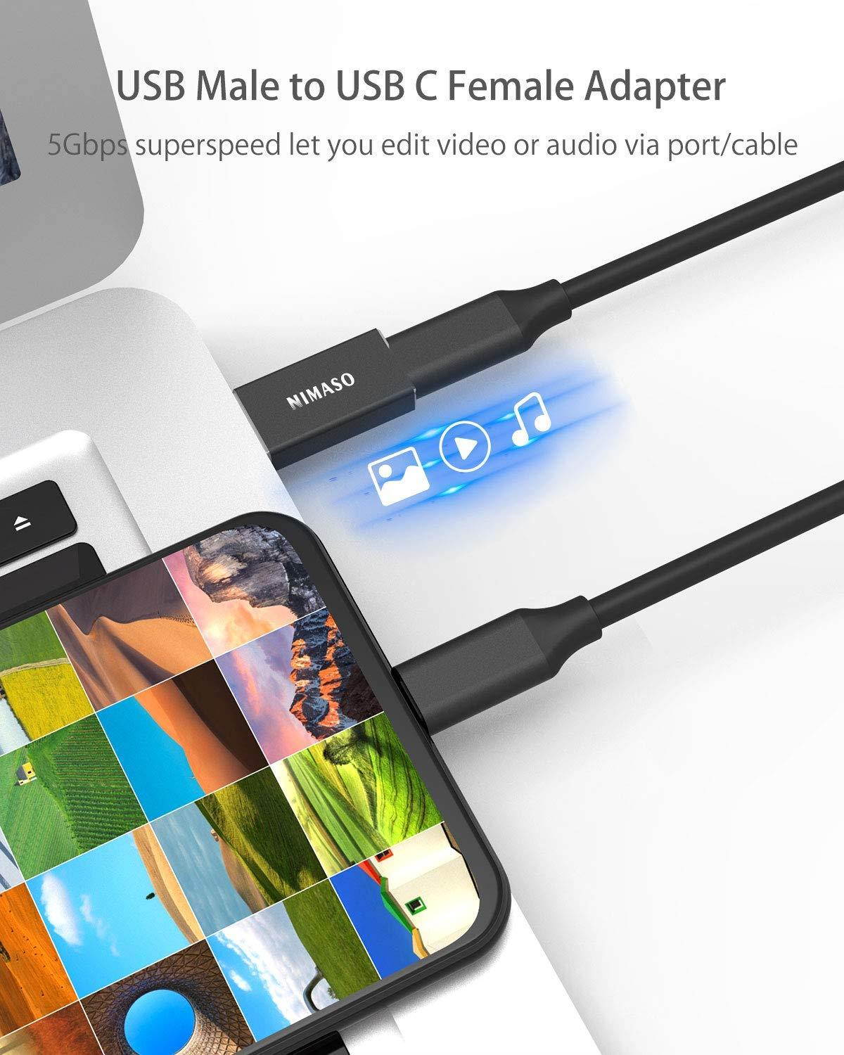 NIMASO USB C to USB 3.0 Adapter, USB C Female to USB A Male Connector, USB C 3.1 gen 1 (USB 3.0) Adapter 5Gbps / 640MBps Work with Laptops, Chargers and More Devices with Standard USB A Interface