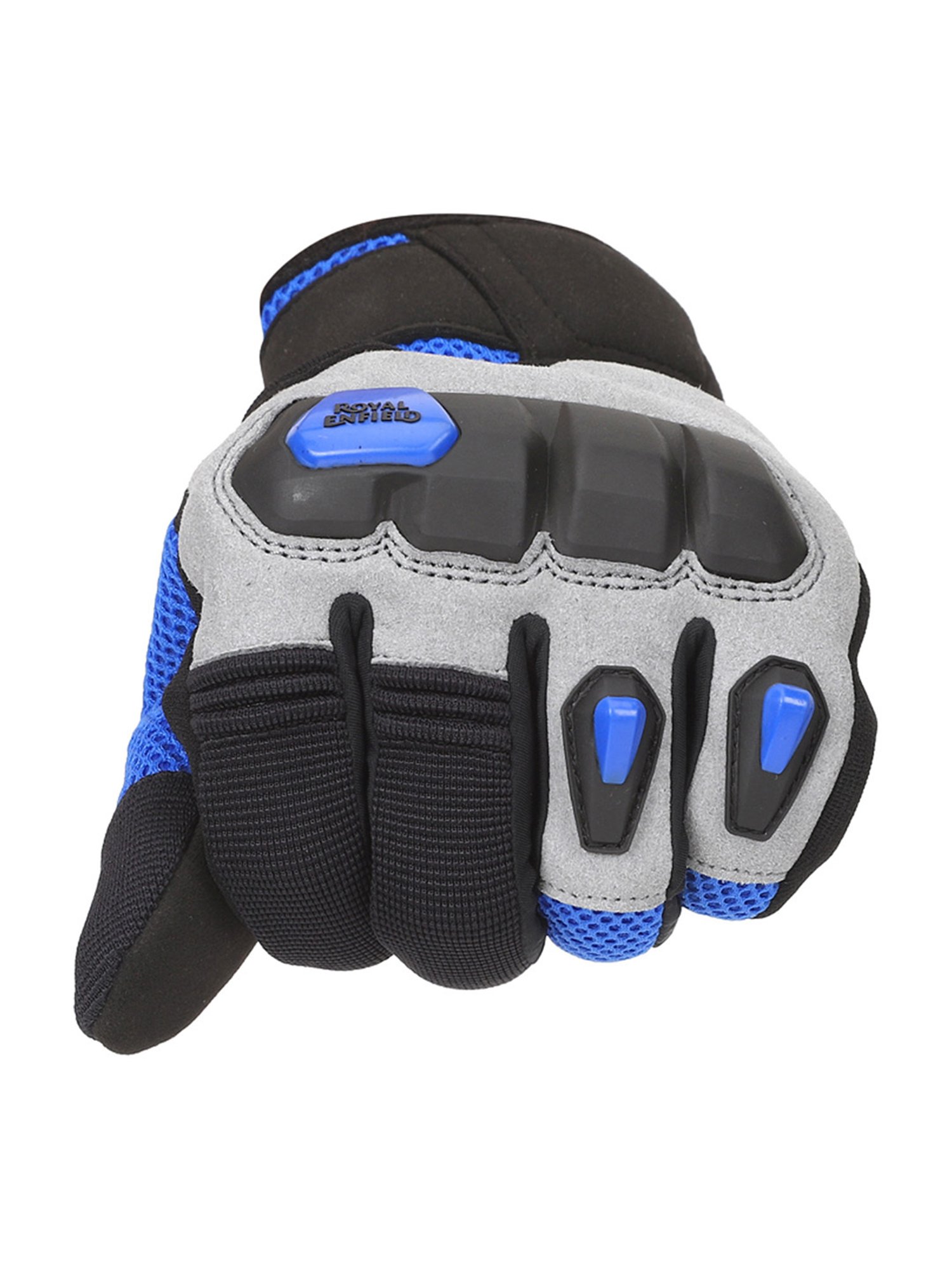 Royal Enfield Blue Textured Rambler V3 Riding Gloves - M