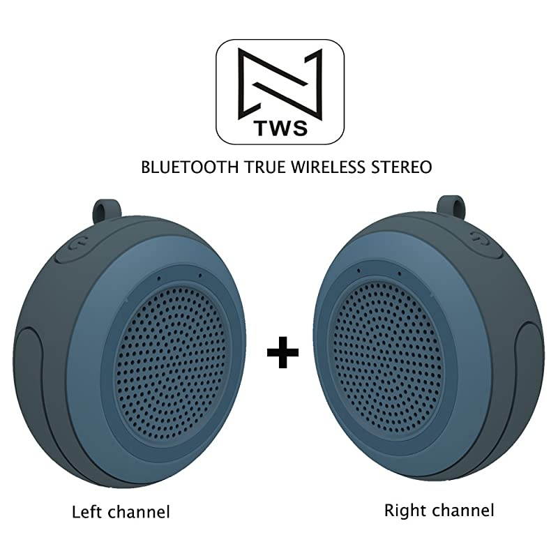 IPX7 Waterproof Outdoor Bluetooth Speaker Swimming Pool Floating Portable Mini Speakers Wireless 5W with Microphone amp TWS for Beach Bathroom Home Shower Grey