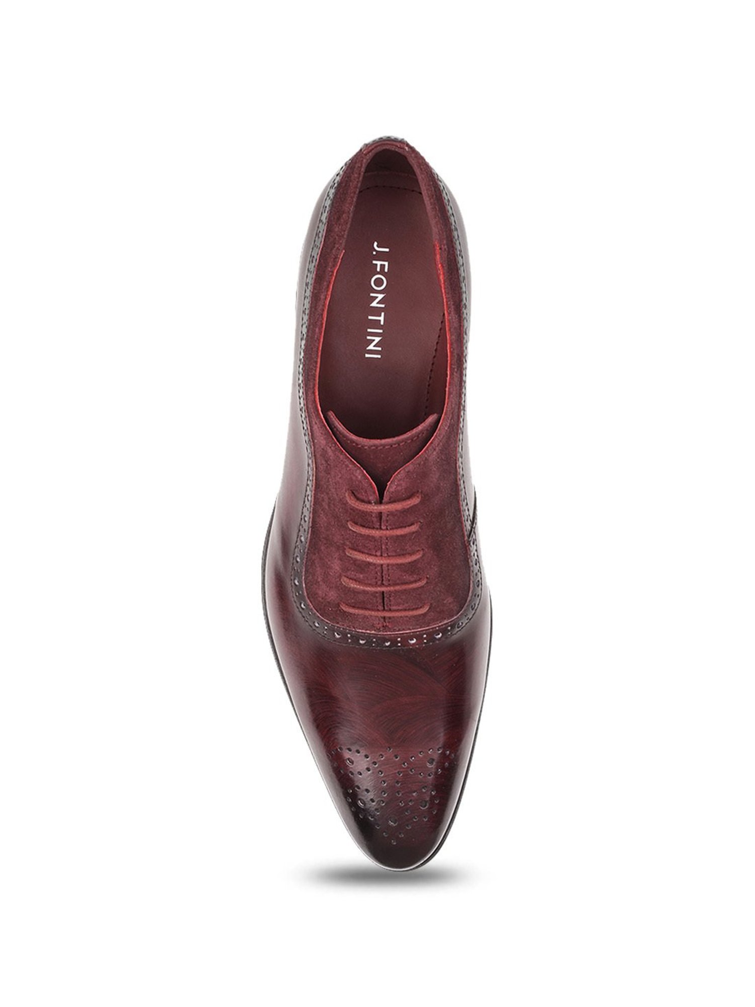 J. Fontini by Mochi Men's Maroon Shoe Lace-up