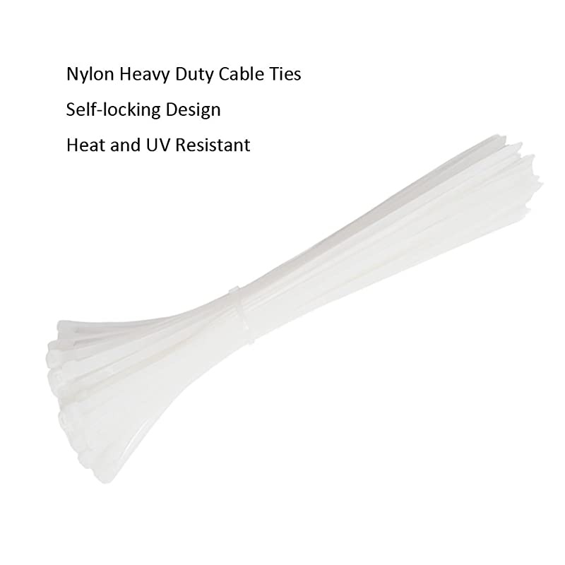 Cable Zip Ties  200 Packs Heavy Duty UV Resistant Nylon Cable Ties With SelfLocking 12 Inch Perfect for Organizing Wires Home Office Garage and Workshop White 200