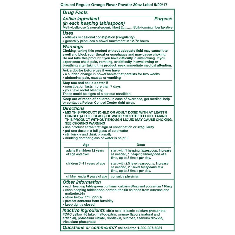 Citrucel Fiber Therapy Powder - Orange - 30oz