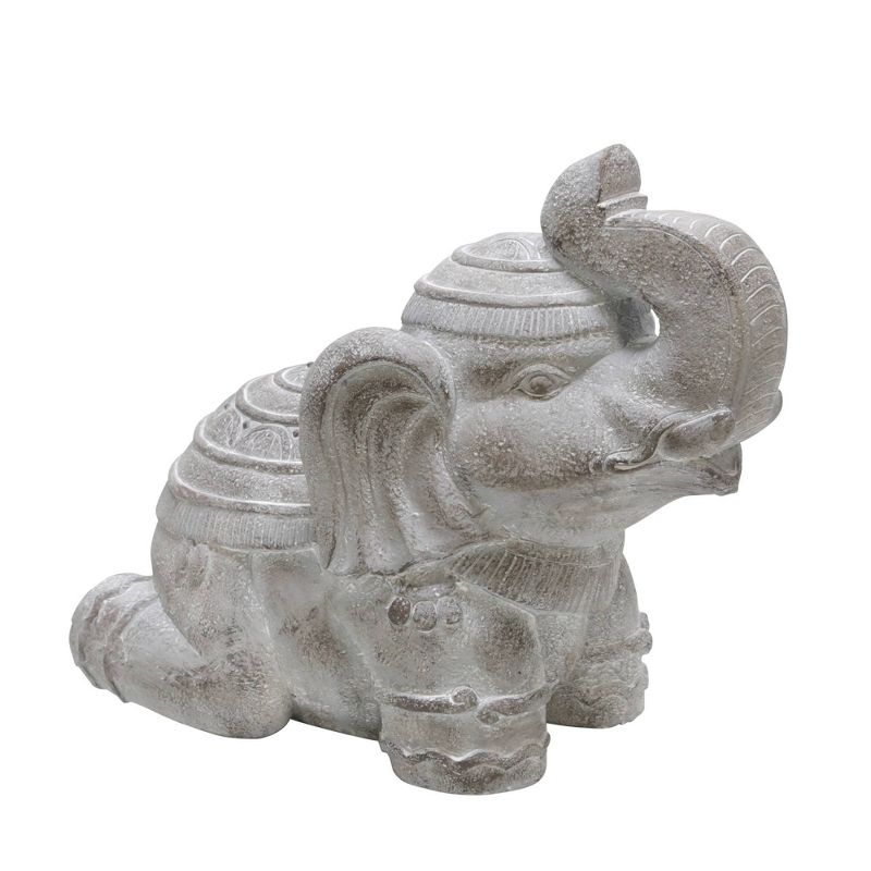 20" Kneeling Elephant Polyresin Figurine Gray - Sagebrook Home