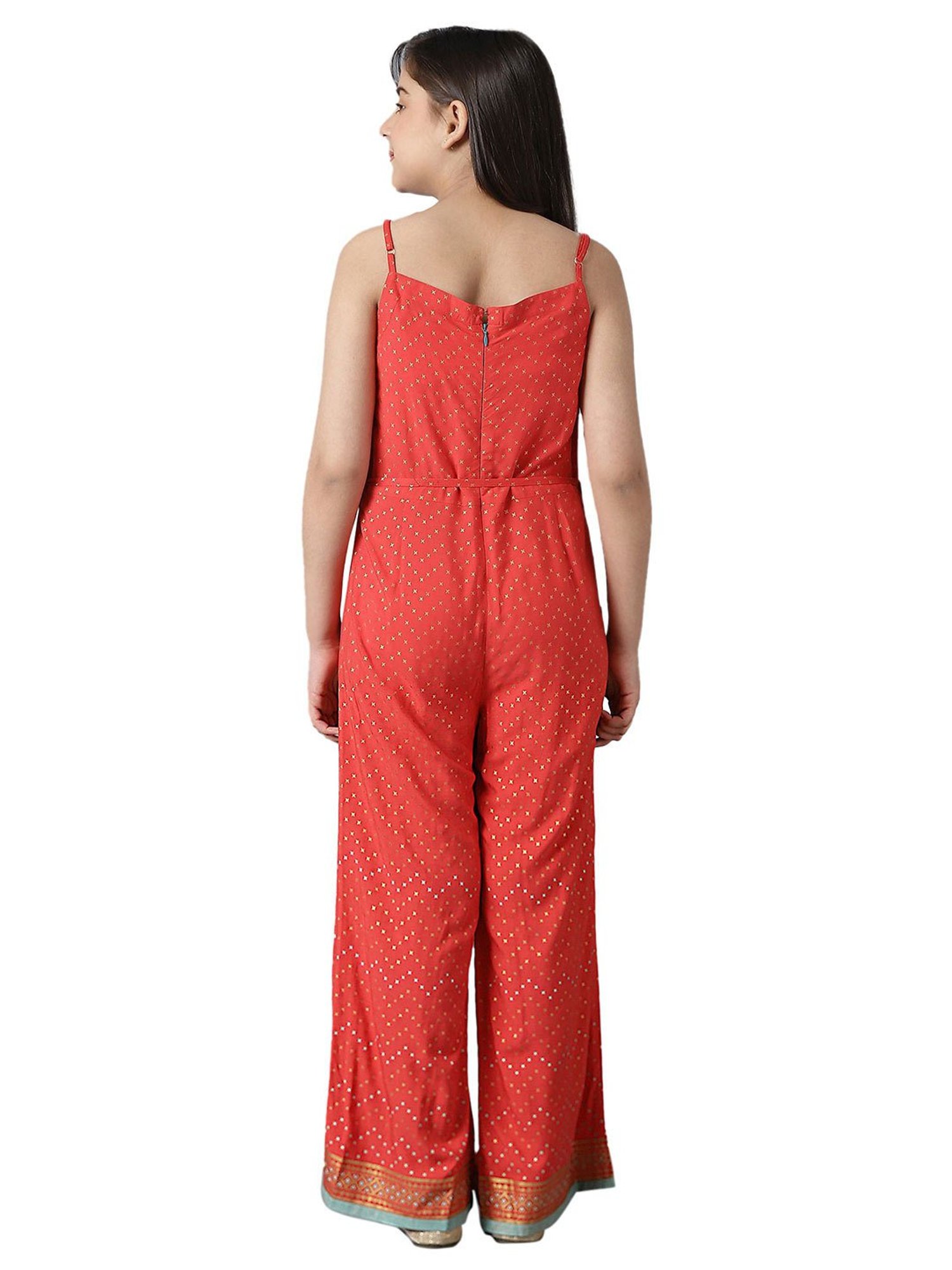 Aurelia Kids Red Printed Jumpsuit