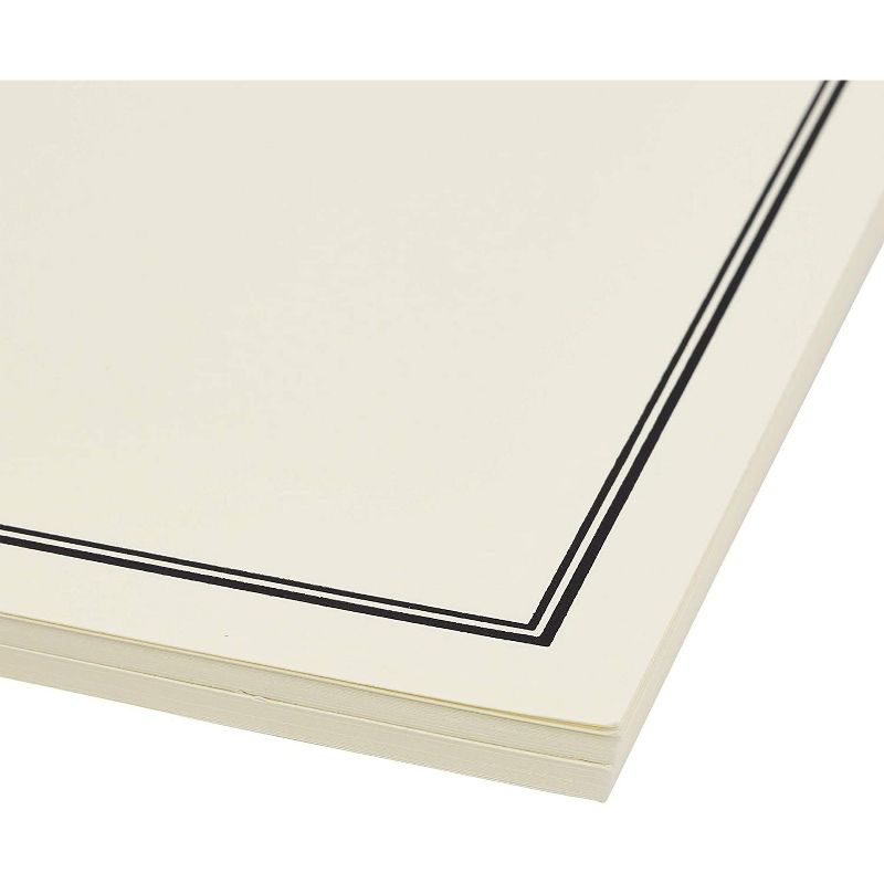 Pipilo Press 48-Sheet Ivory Premium Stationery Paper with Black Border & 24-Count Envelopes for Invitations & Messages