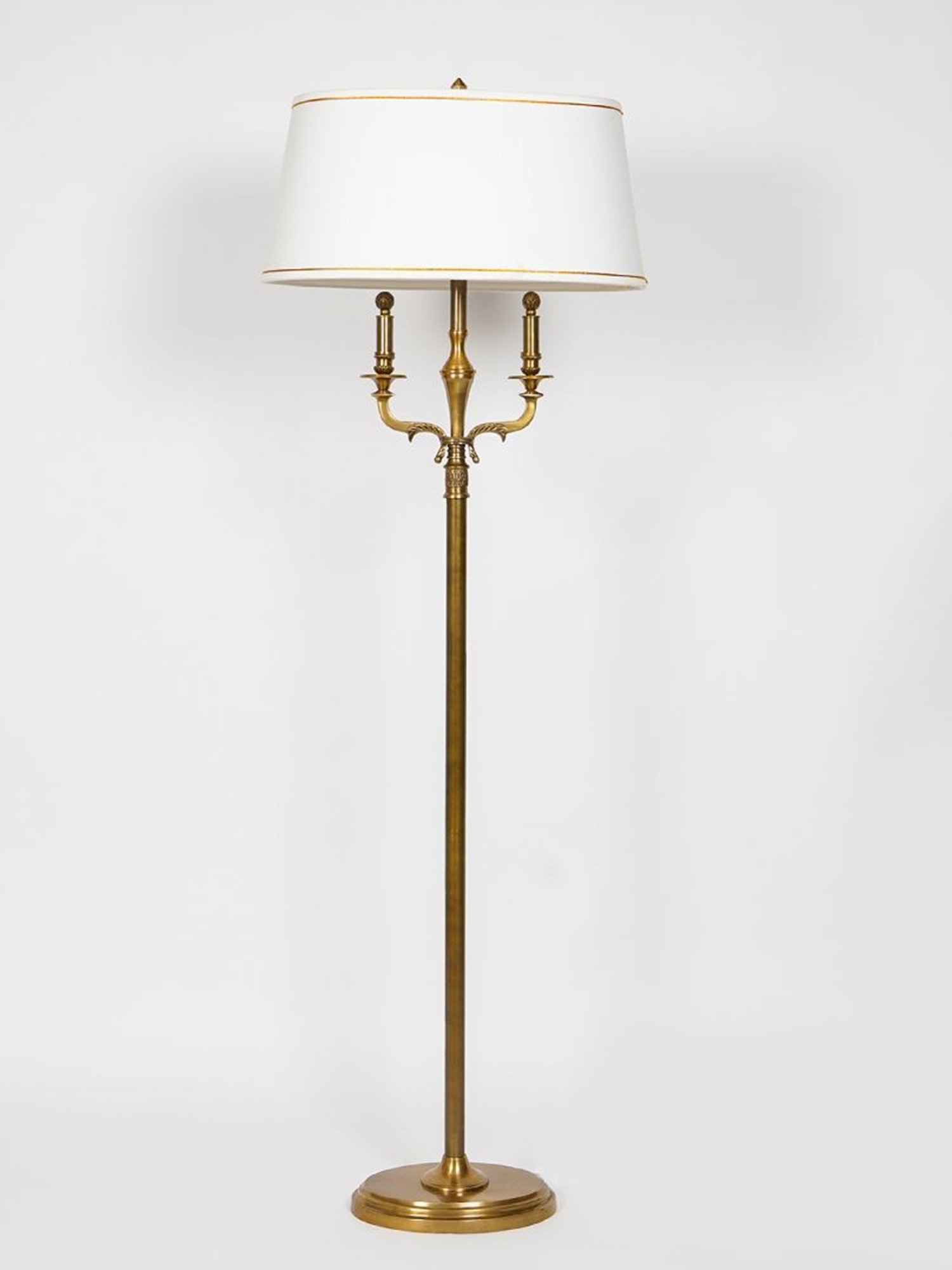 Kapoor Lamp Shades Brass & White Nixon Pure Cotton Shade Floor Lamp