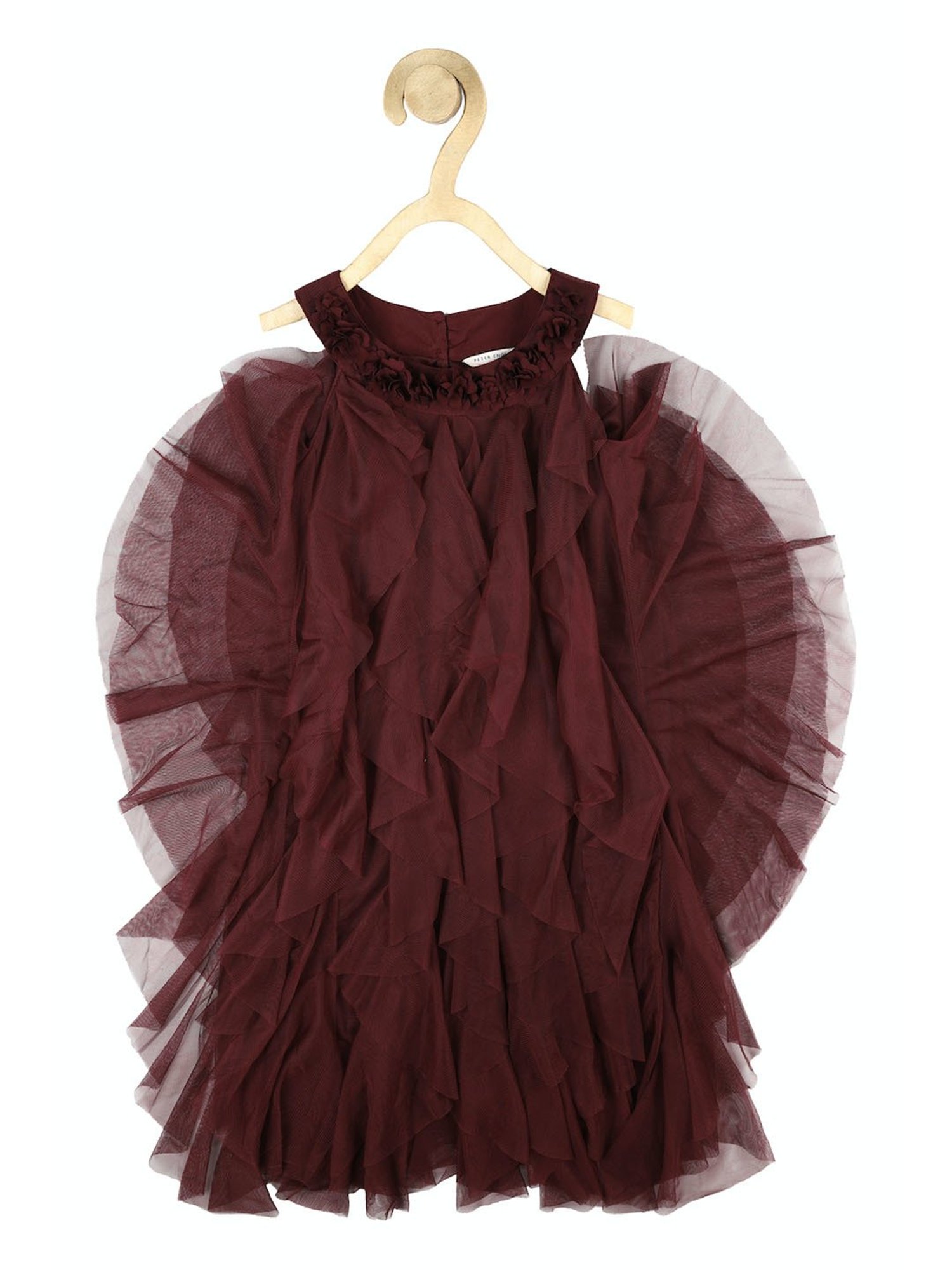 Peter England Kids Maroon Solid Dress