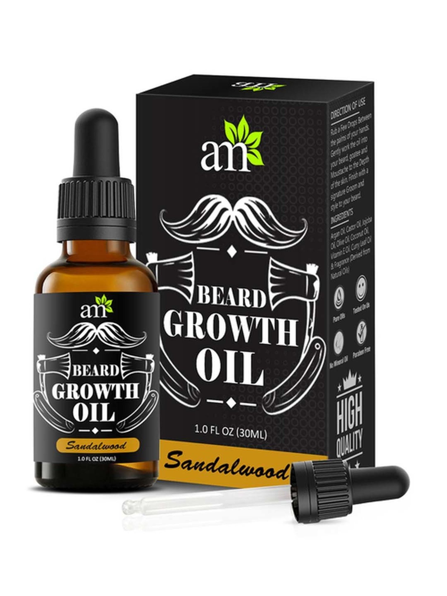 THE REAL MAN Beard Growth Oil 100 Percent Organic Beard & Moustache Hair Growth Oil - 50 ml