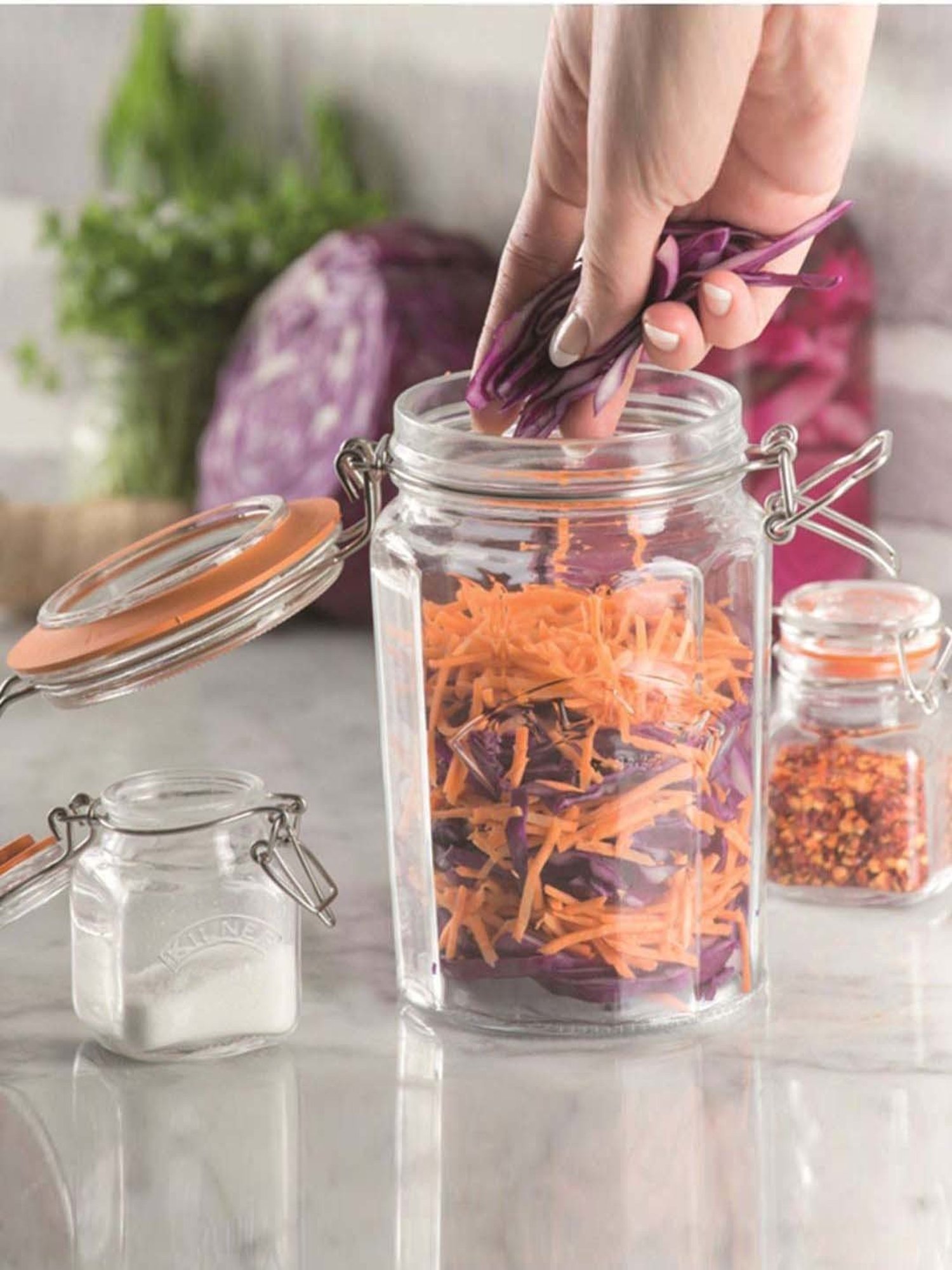 Kilner Facetted Transparent Glass Clip Top Jar (0.95 L)