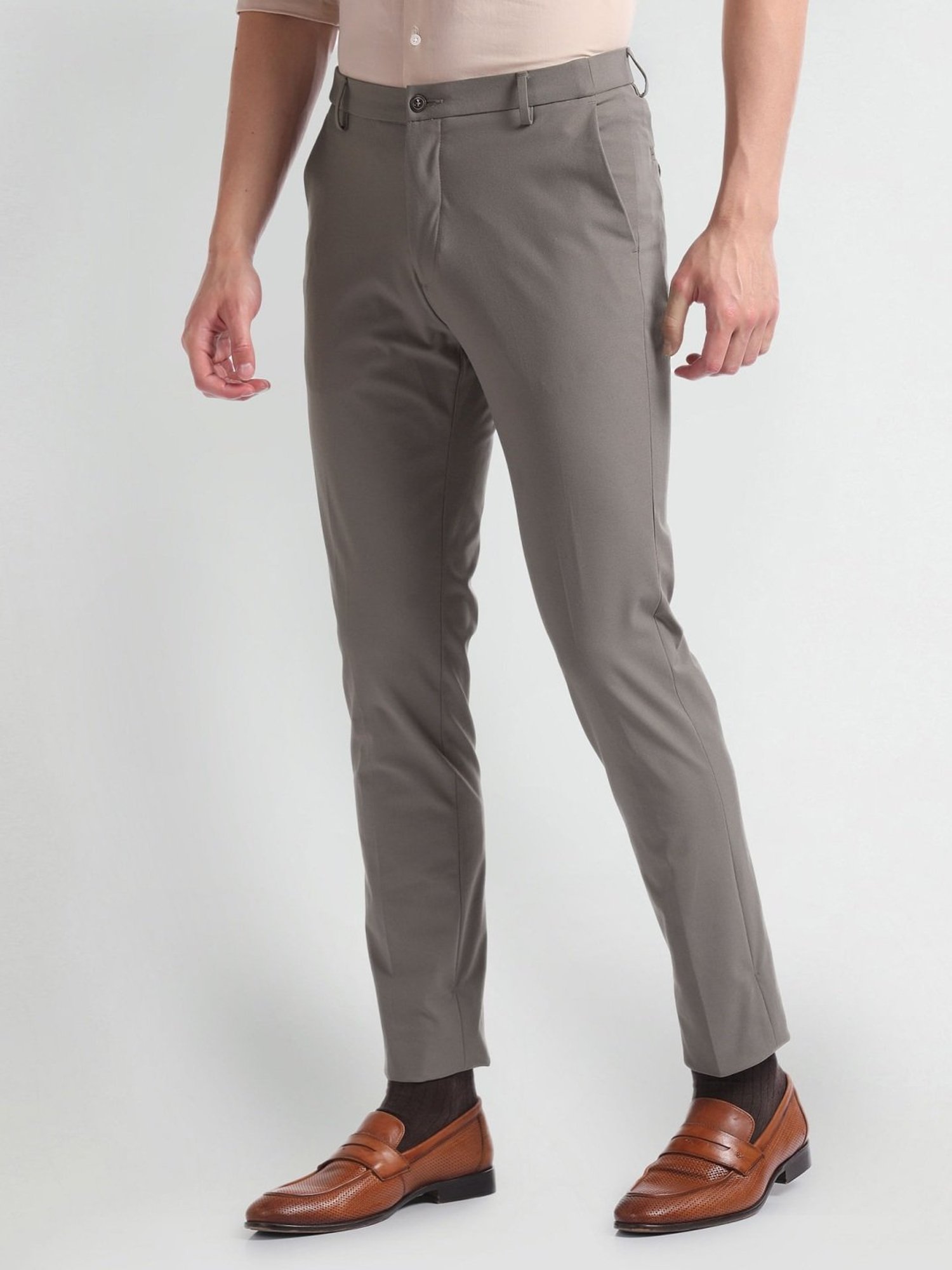 Arrow Newyork Brown Slim Fit Trousers