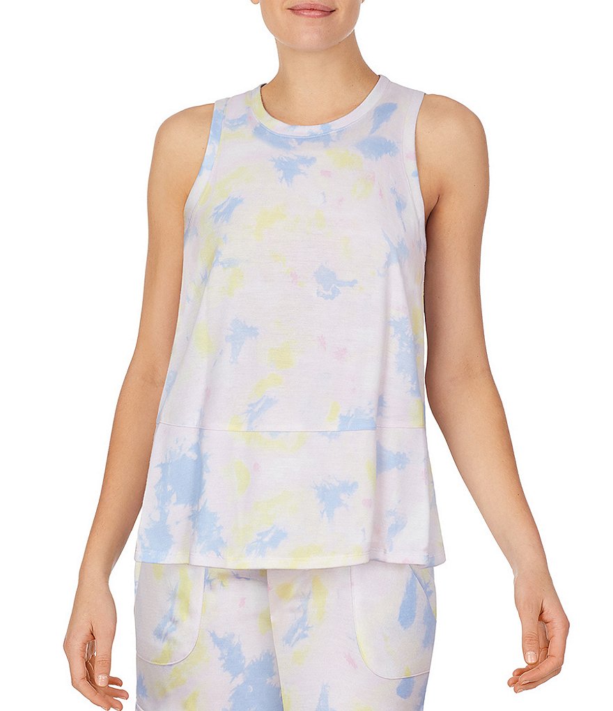 Refinery29 Tie-Dye Print Jersey Knit Hi-Neck Sleep Tank