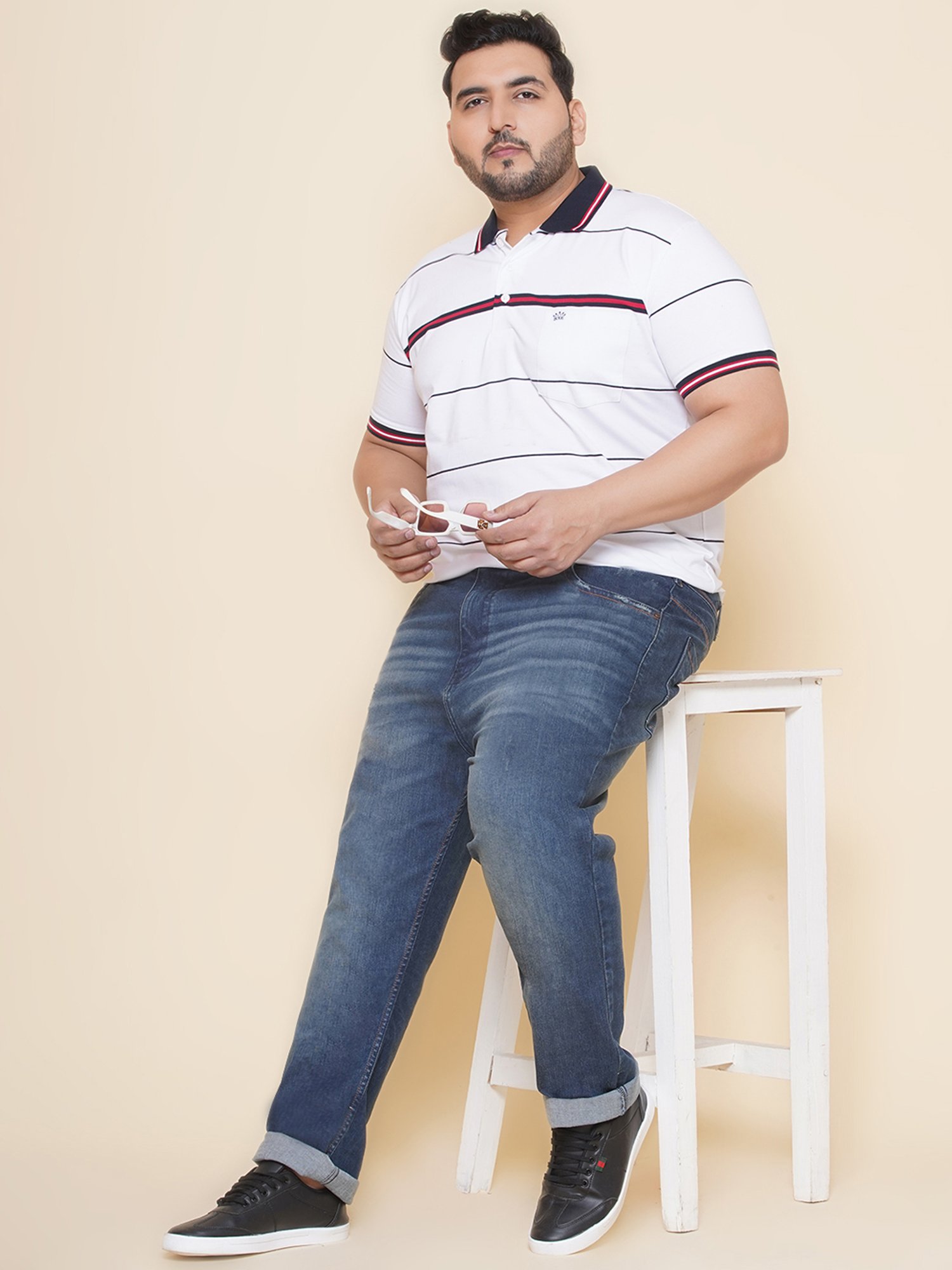 John Pride Blue Regular Fit Distressed Jeans