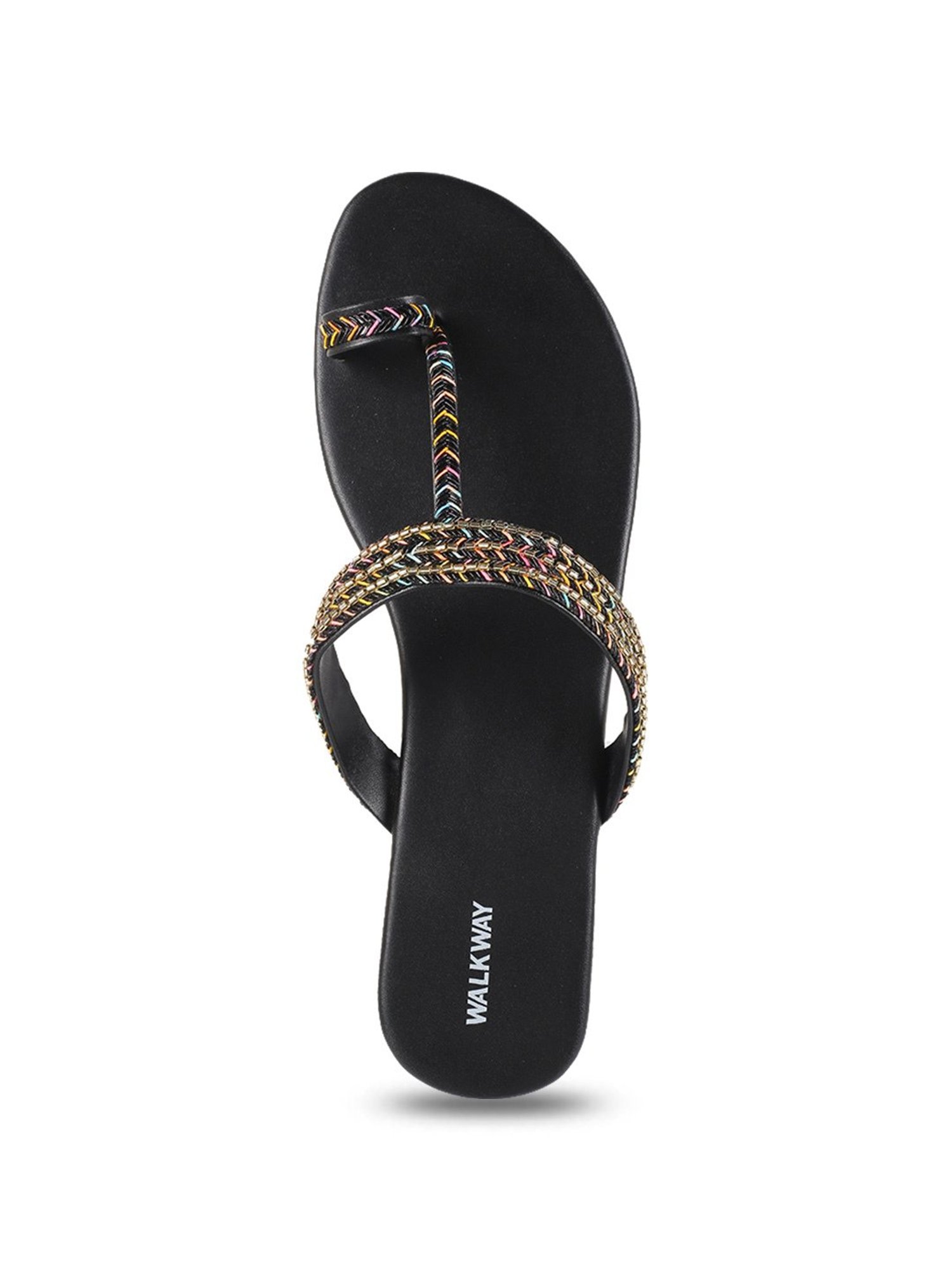 Walkway Women's Black Toe Ring Sandals
