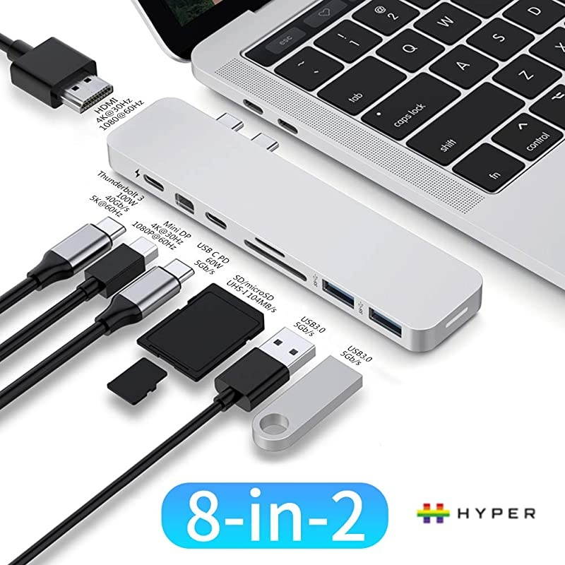 Drive Mac USB C Hub Adapter Sanho USB Type C MultiPort Hub MacBook Pro 2019 20182016 MacBook Air 8in2 Dongle w USBC 100W PD 4K HDMI MiniDP microSDSD Card Reader 2xUSB A
