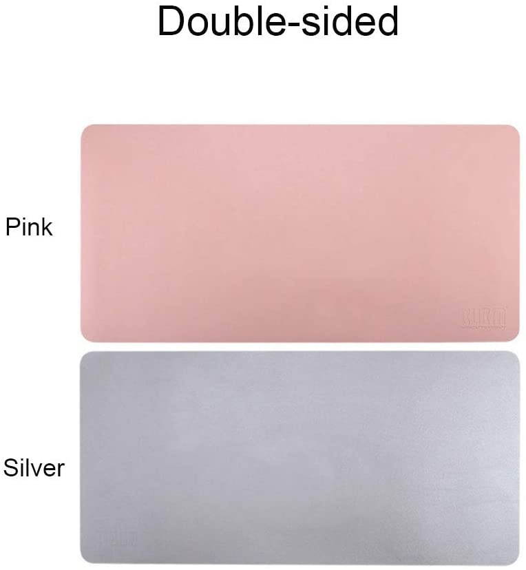 BUBM PU Leather Mouse Pad Mat Waterproof, Perfect Desk Writing Mat for Office and Home,Ultra Thin 2mm - 31.5"x15.8" (Pink)