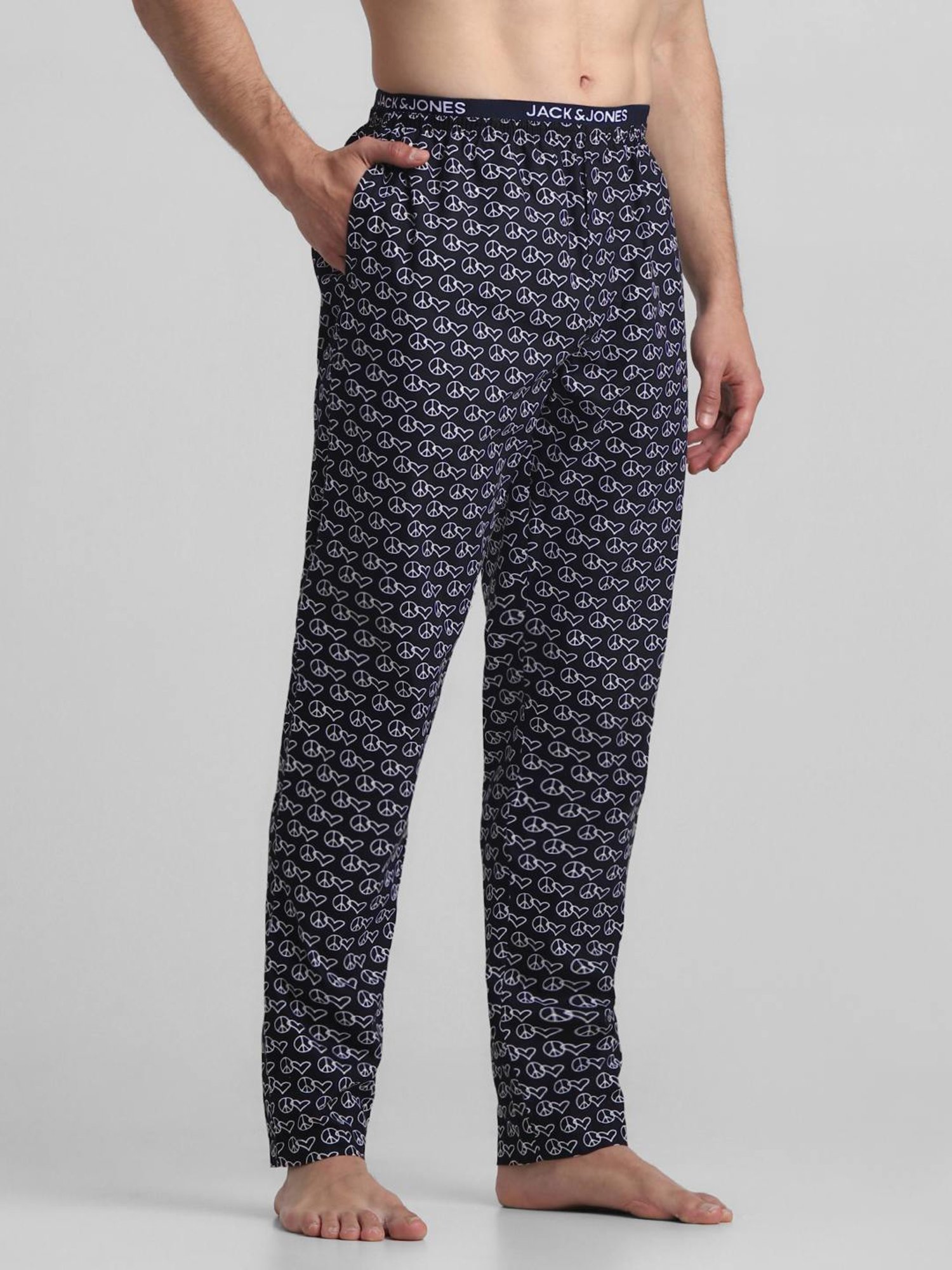 Jack & Jones Navy Blazer Cotton Regular Fit Printed Lounge Pants