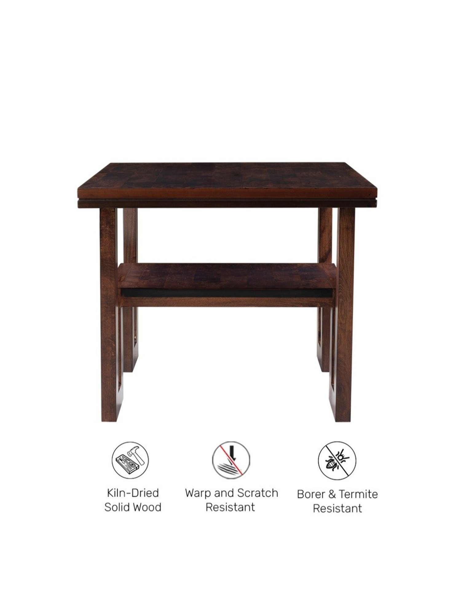 Durian Carlos Walnut Brown Veneer & Solid Wood Side & End Table in Walnut Finish