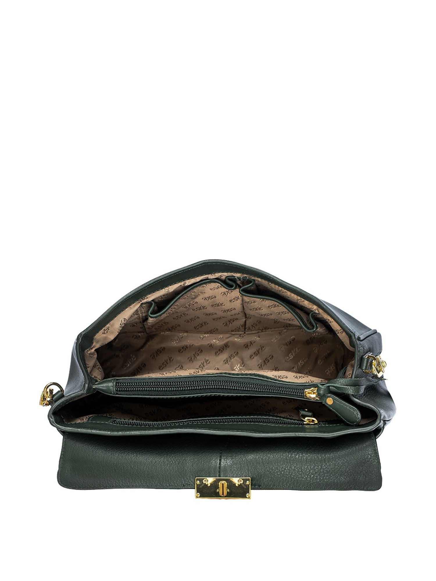 Eske Anika Green Textured Medium Sling Handbag