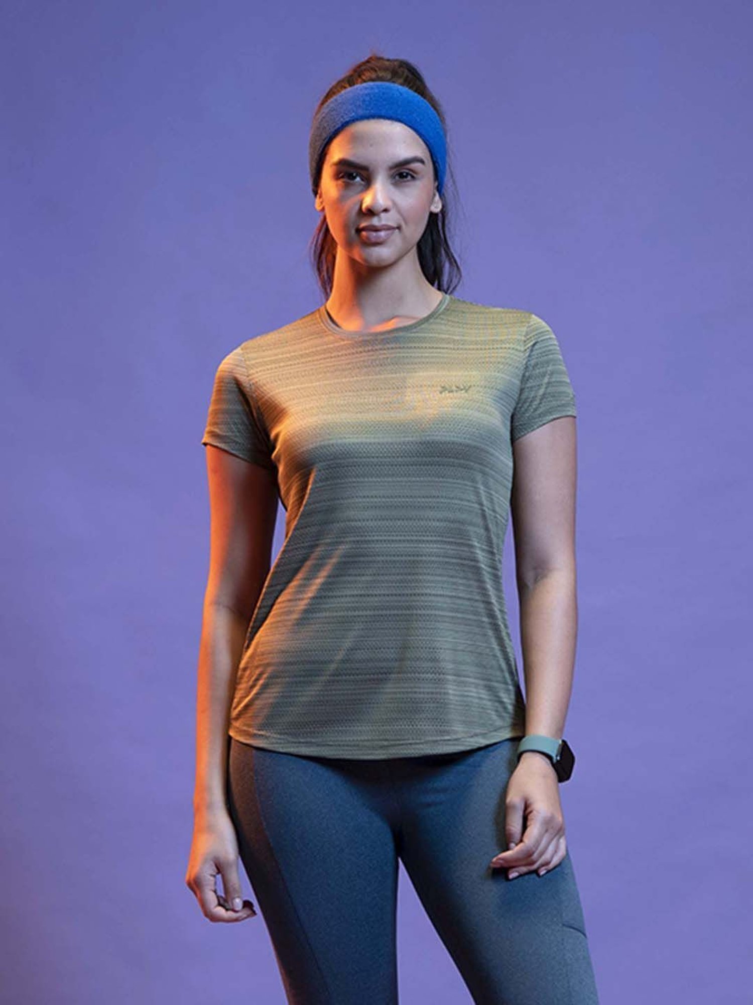 Lyra Green Self Pattern Sports T-Shirt