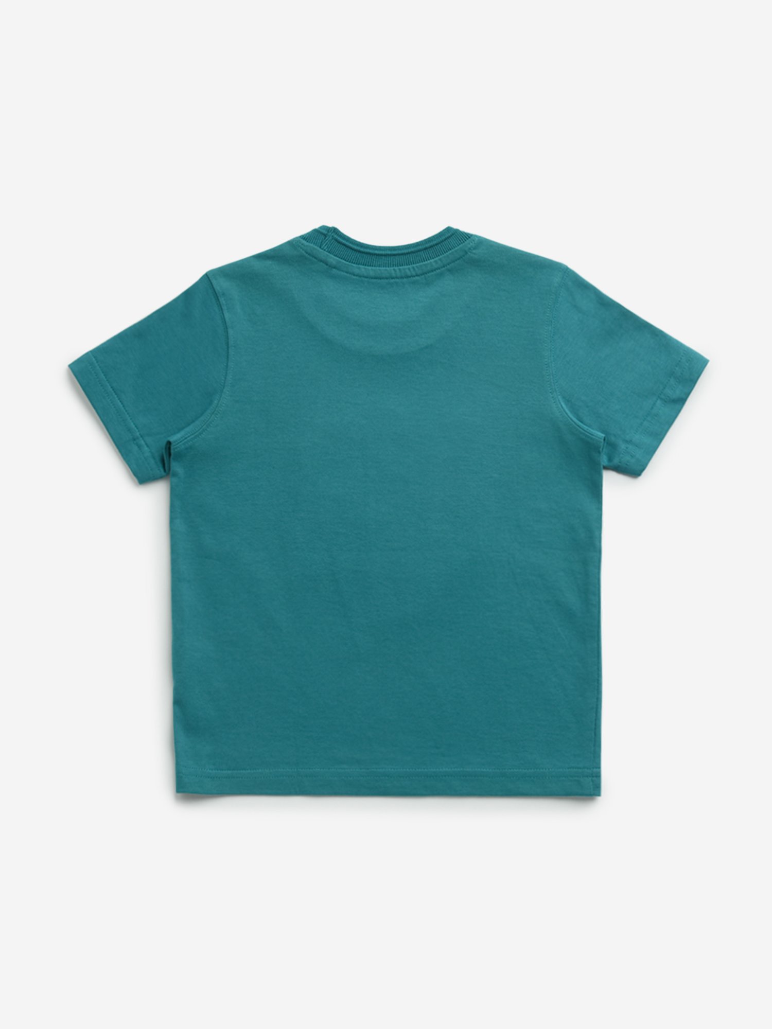 HOP Kids by Westside Teal Shark Embroidered Cotton T-Shirt