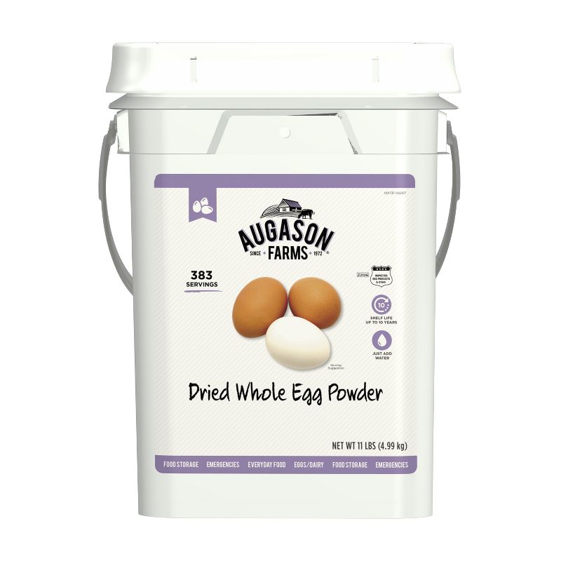 Augason Farms Dried Whole Egg Powder Emergency Food Supply 4-Gallon Pail 383 Servings