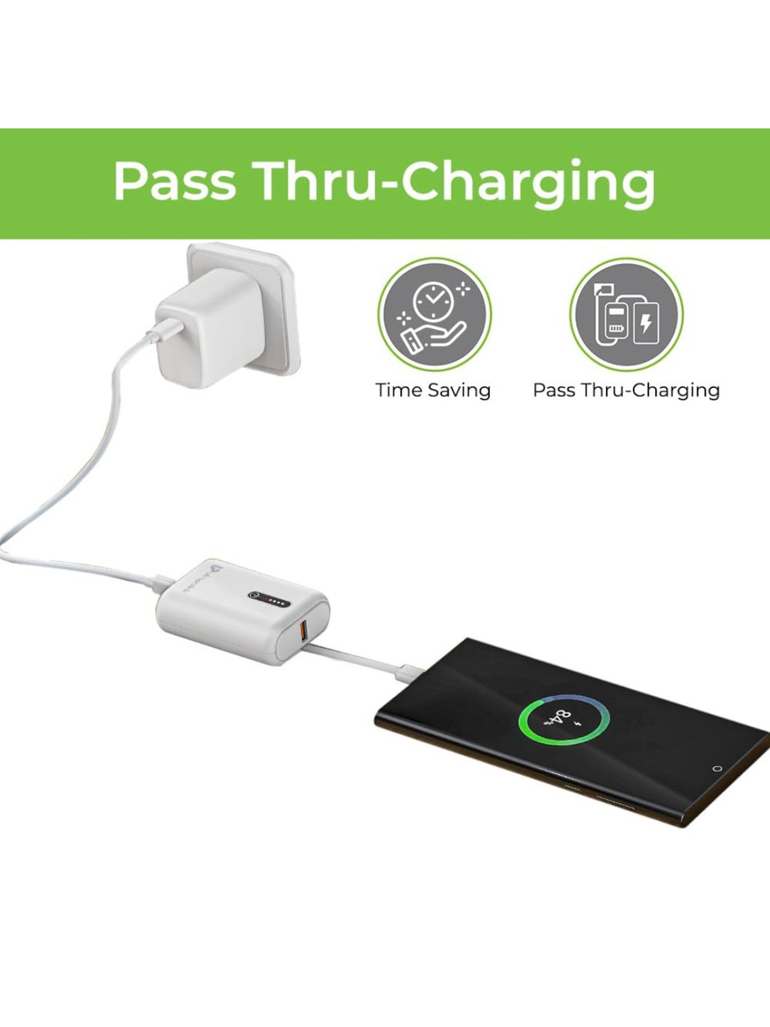 UltraProlink UM1121 10000mAh 22.5W Juice-UP Grip Compact Power Bank with LED Indicators (White)