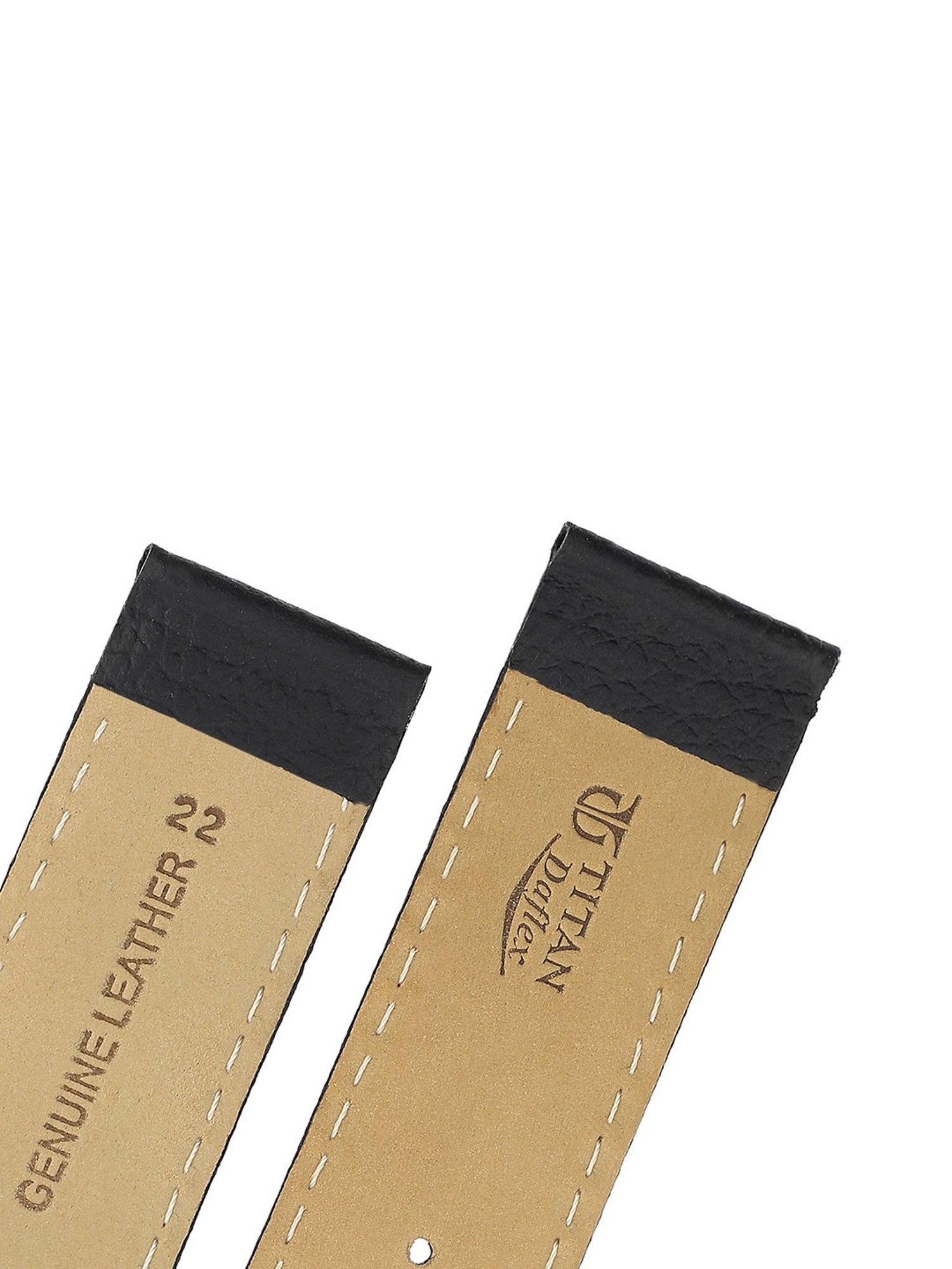 22MM BLACK Titan Genuine Leather Strap for MEN