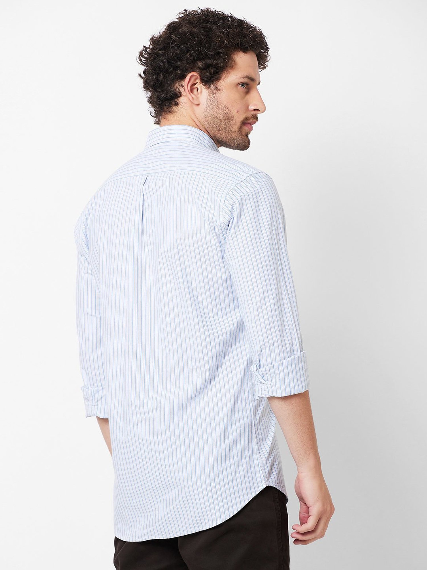 Kenneth Cole New York White Slim Fit Striped Shirt