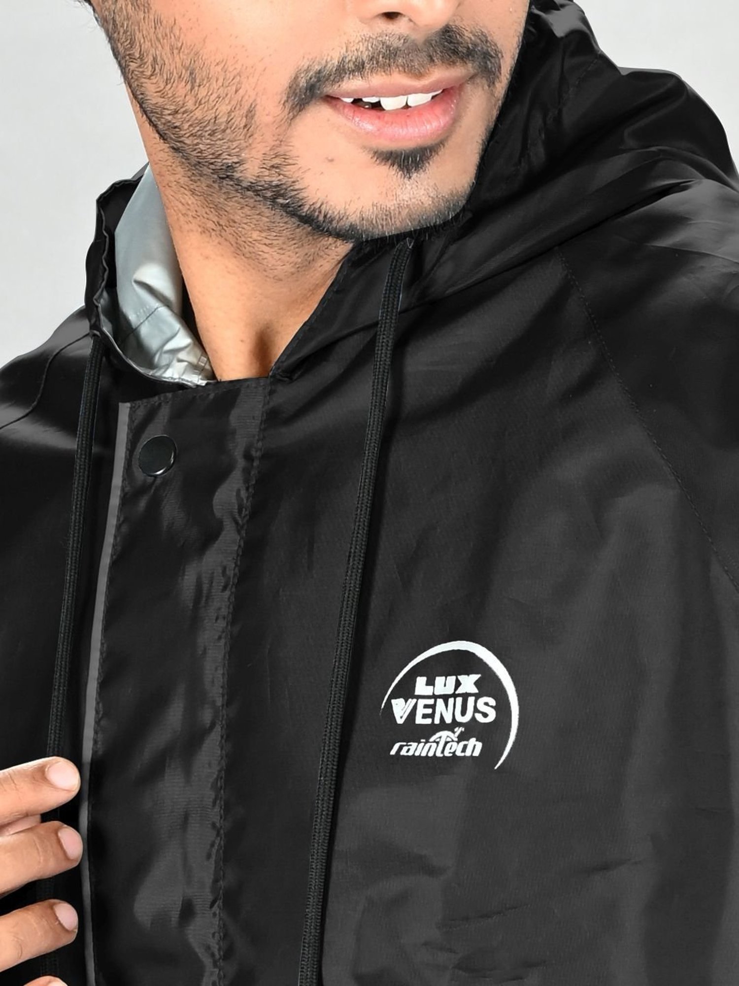 Lux Venus Black Regular Fit Rainwear Jacket