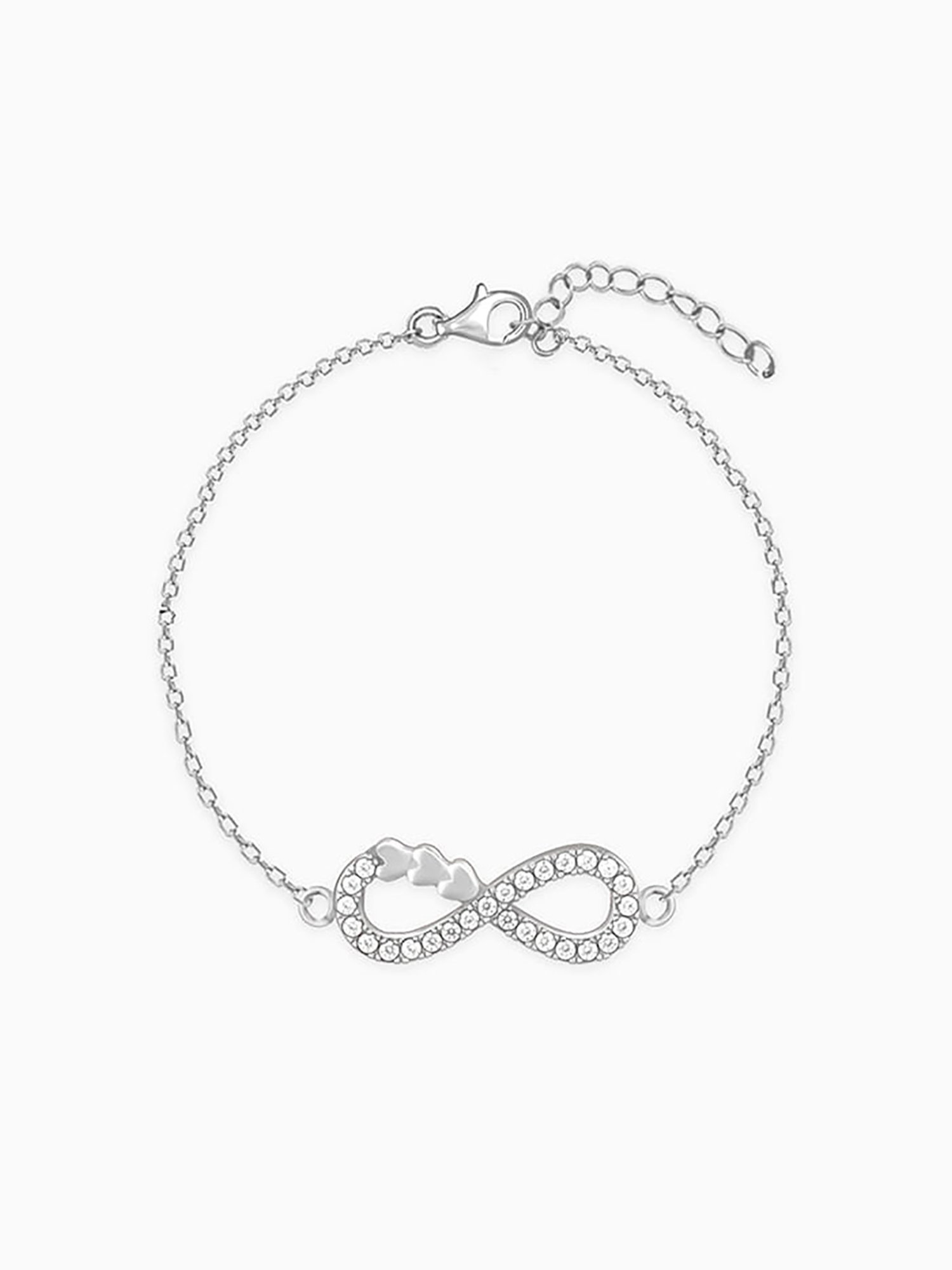 GIVA 92.5 Sterling Silver Infinity Heart Adjustable Bracelet