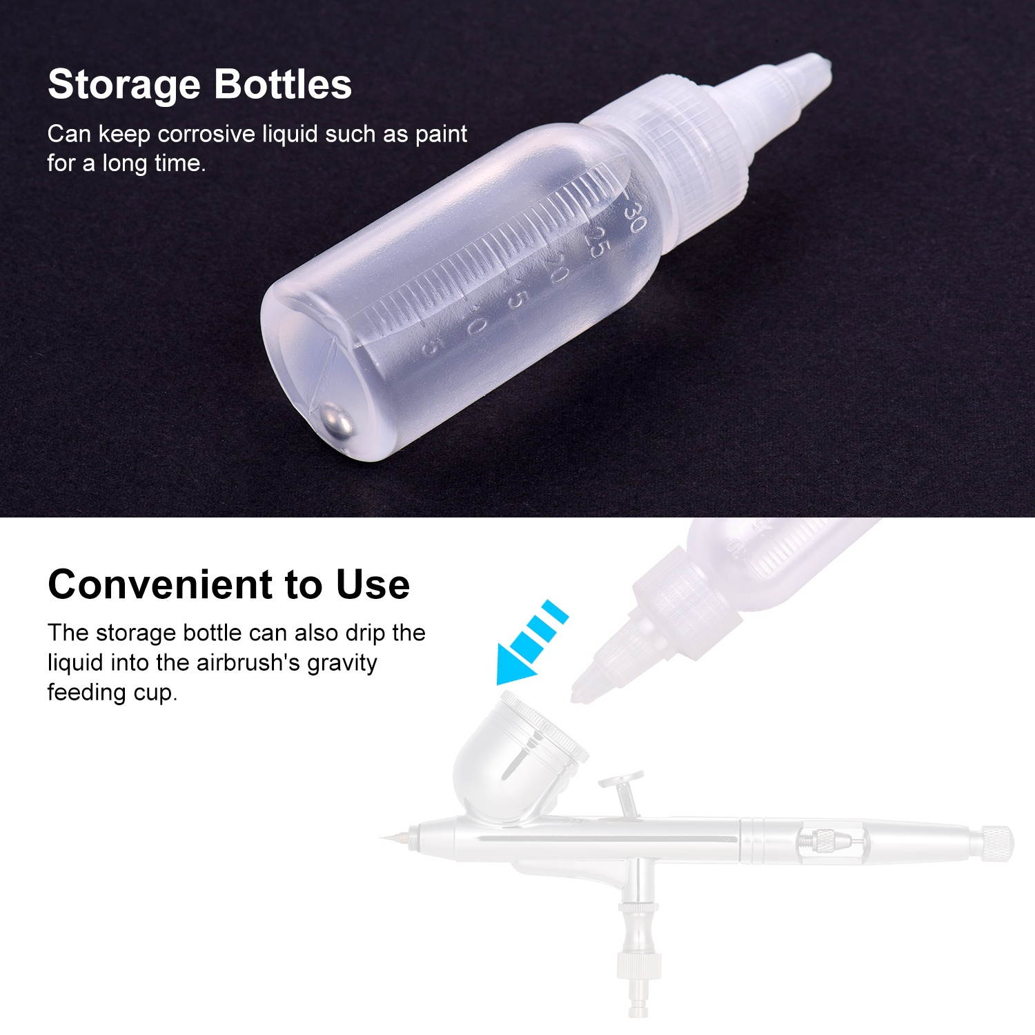 Aibecy 10pcs 1.2-Ounce(35cc) Airbrush Paint Bottles and Storage Bottles with Scale Line for Dual-Action Siphon Feed Air Brush Airbrushing Accessories