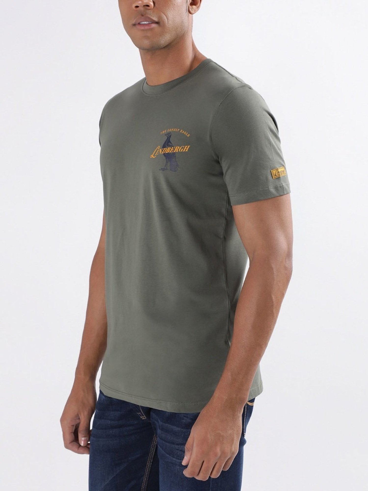 Lindbergh Green Cotton Regular Fit T-Shirt