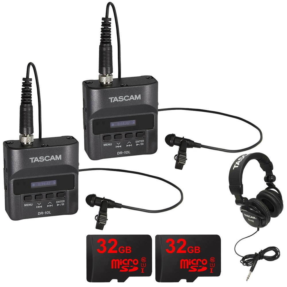 Tascam DR-10L Portable Digital Studio Recorder w/Lavaliere Mic 2-Pack Bundle