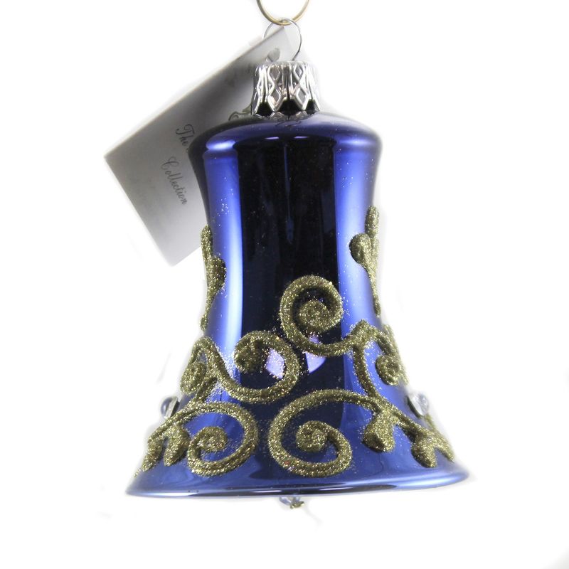 Golden Bell Collection 3.0" Midnight Blue Bell Czech Republic  Christmas  -  Tree Ornaments