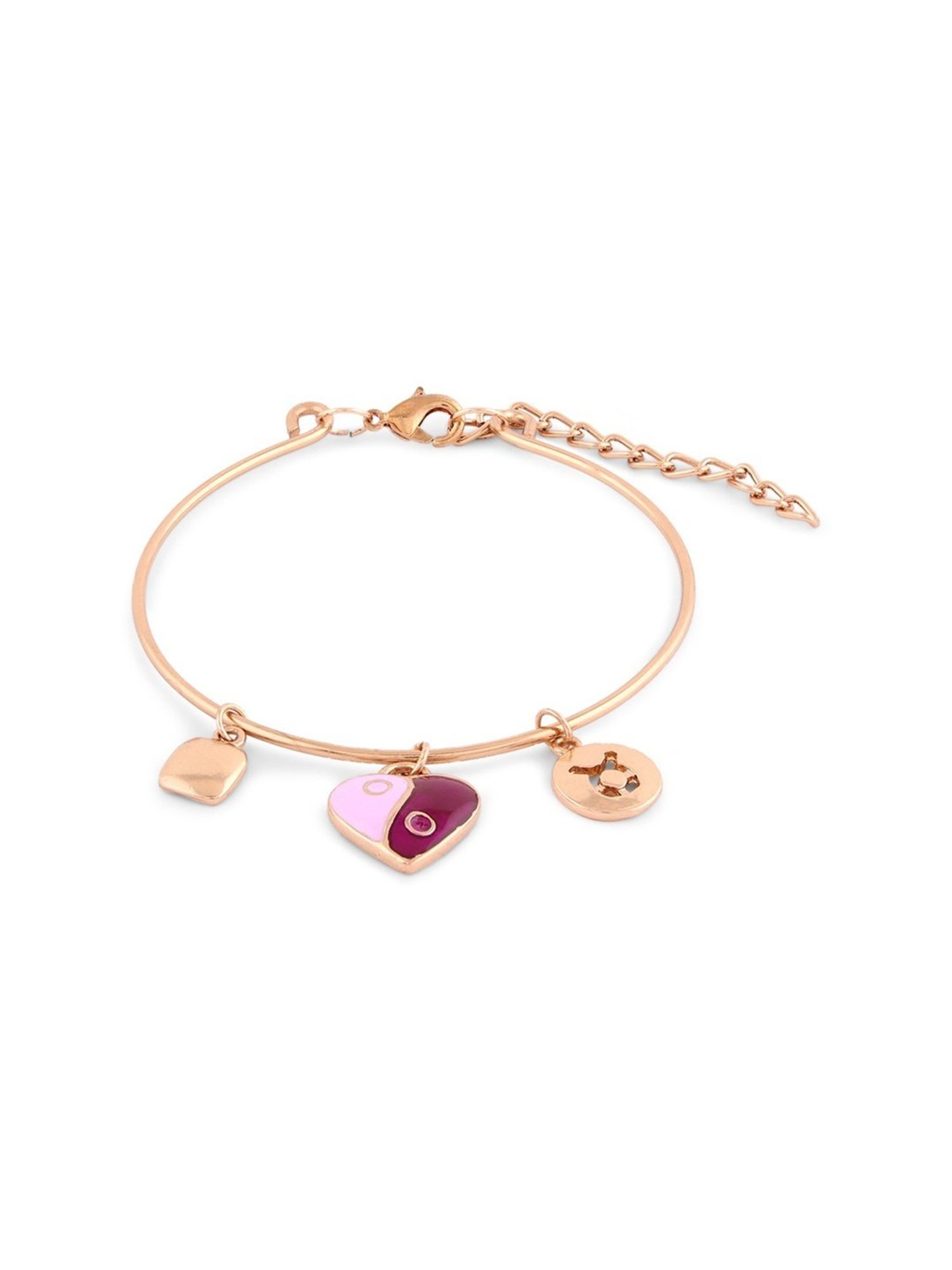 Zaveri Pearls Set of 3 Multicolor Enamel Charm Contemporary Stack Bracelets-ZPFK14632