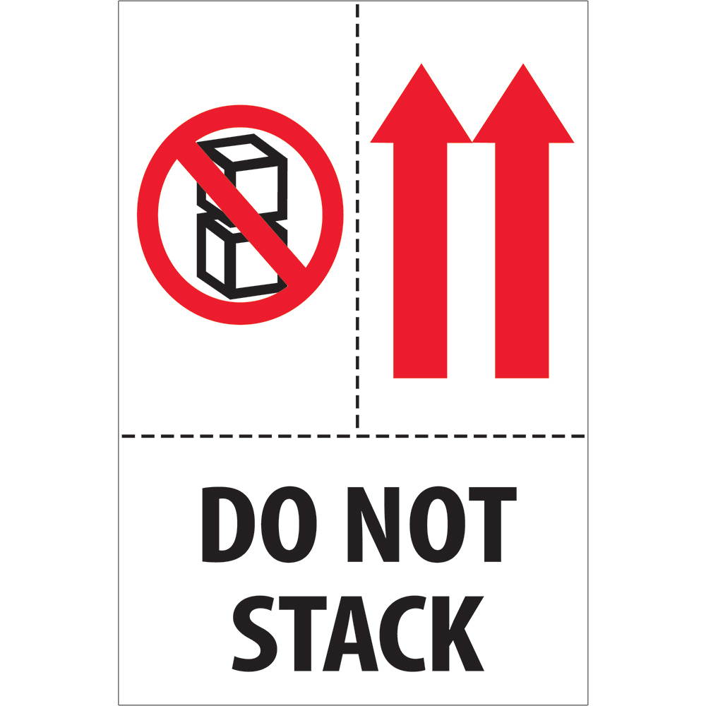 Tape Logic Labels "Do Not Stack" 4" x 6" Red/White/Black 500/Roll DL2153