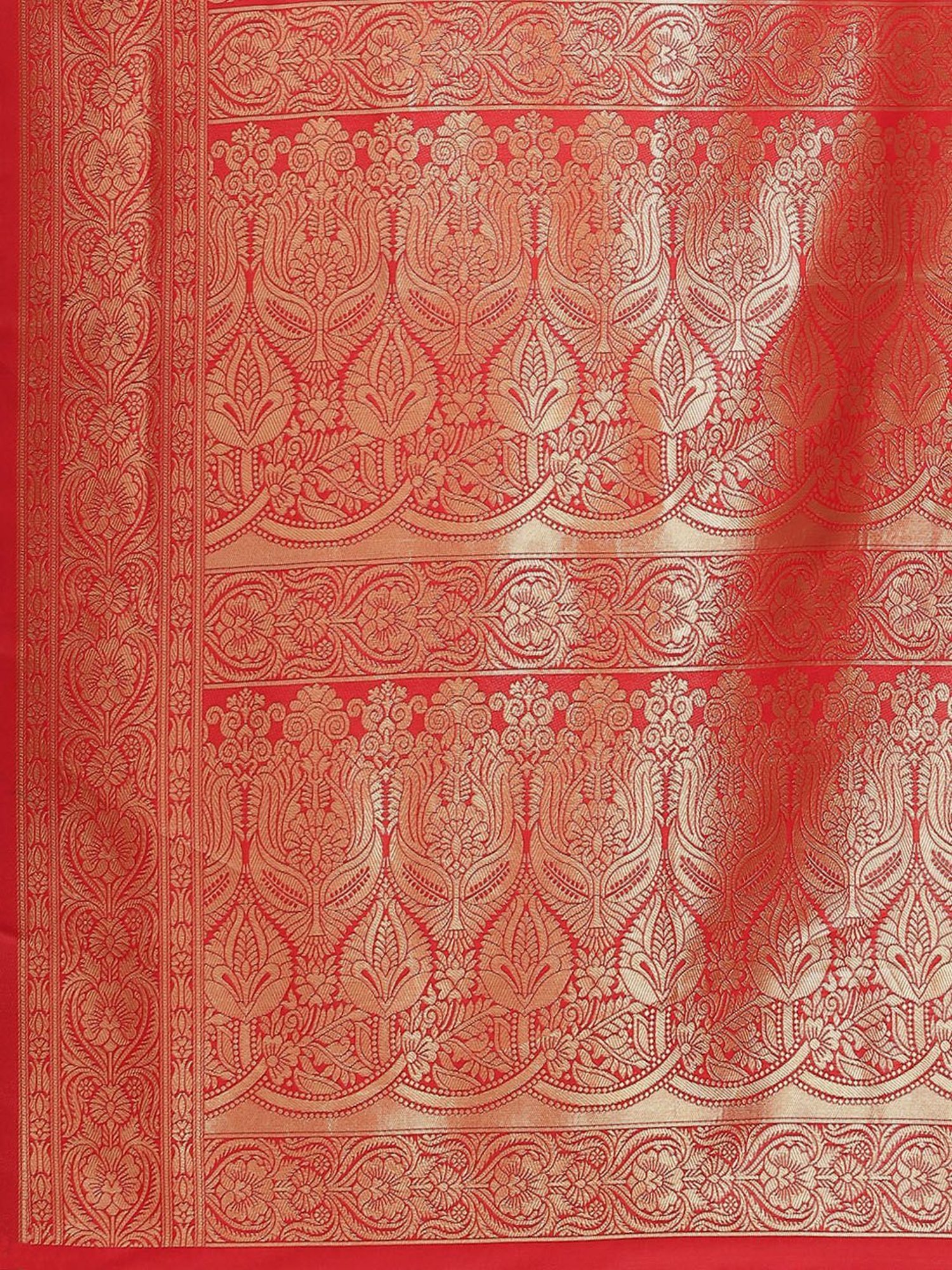 KSUT Red Silk Woven Saree With Unstitched Blouse