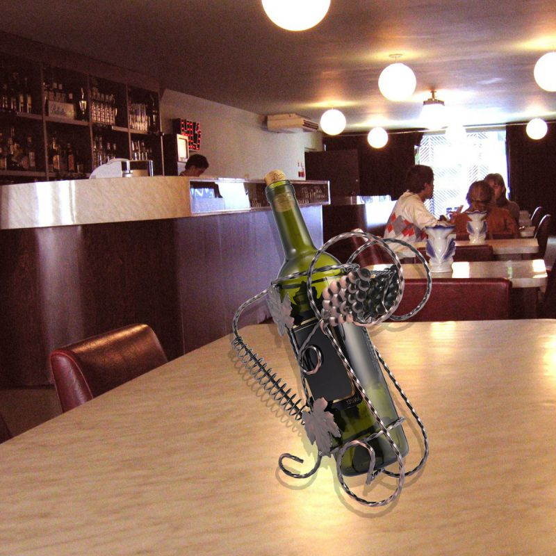 Grape Wine Bottle Rack Iron Ornament Funny Creative Craft Grape Leaf Ornament Wine Bottle Rack for Home Bar (Bronze)
